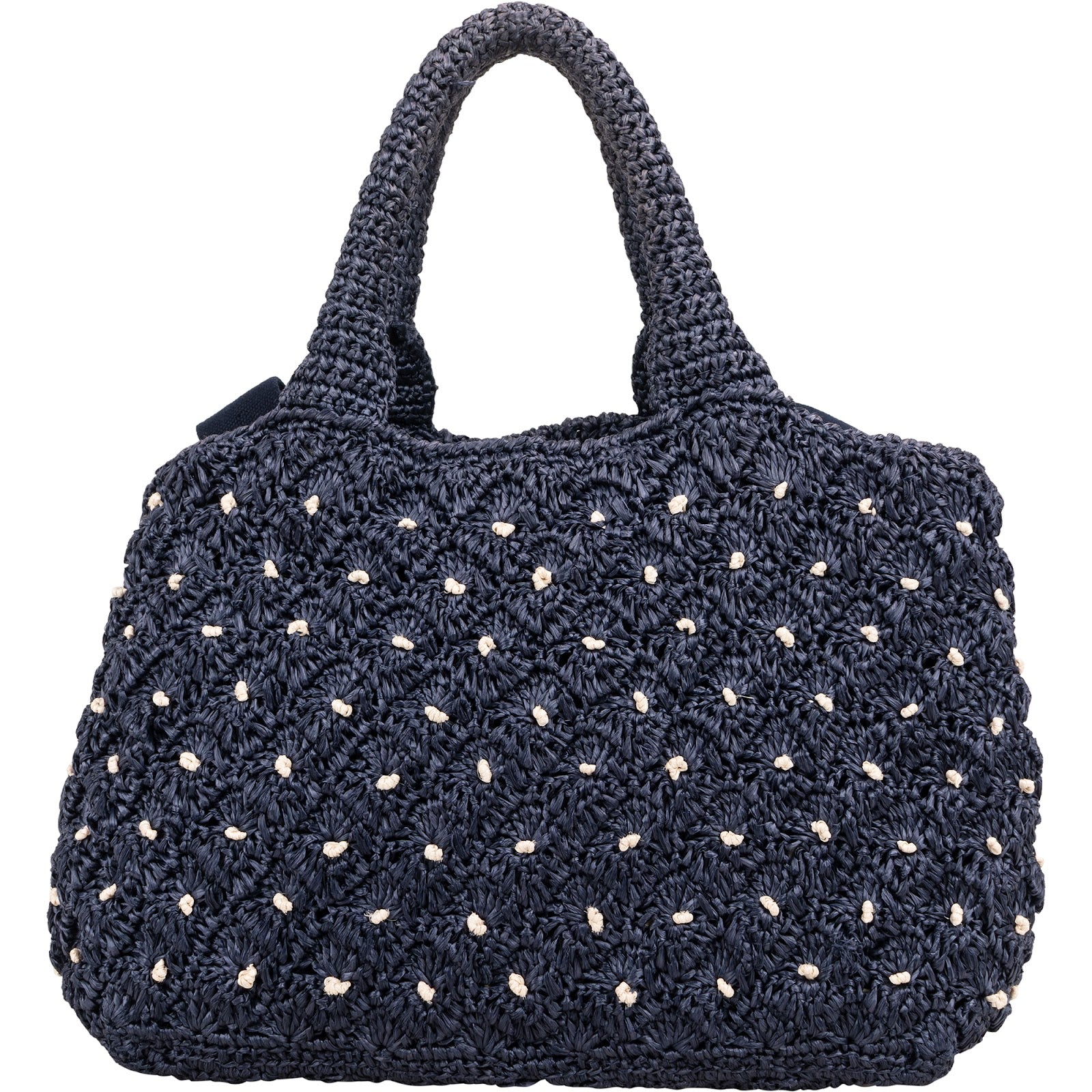 Prada - Woven Raffia Polka-Dot Shoulder Bag