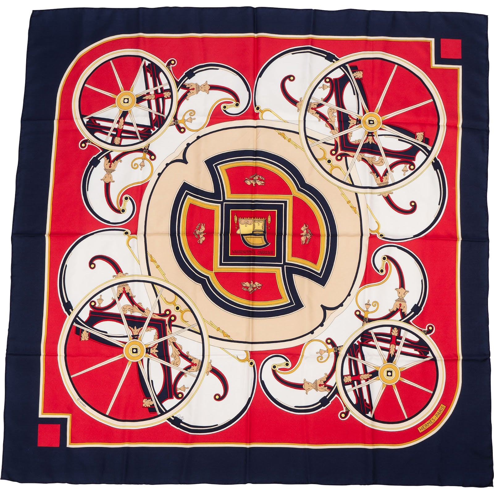 Hermès Les Voitures à Transformation Silk 90 Tuch