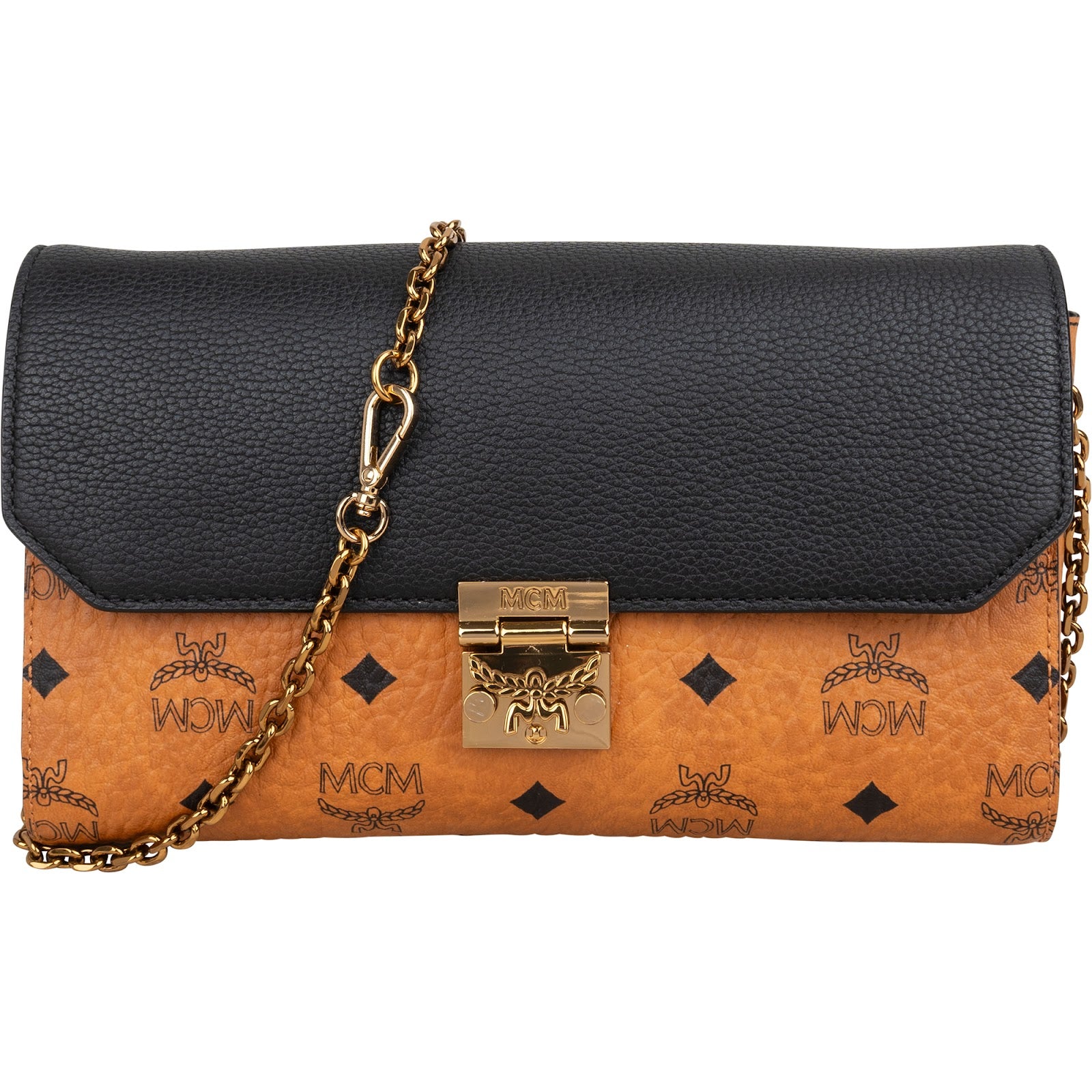 MCM Monogram Visetos Leather Patricia Wallet on Chain Crossbody Bag