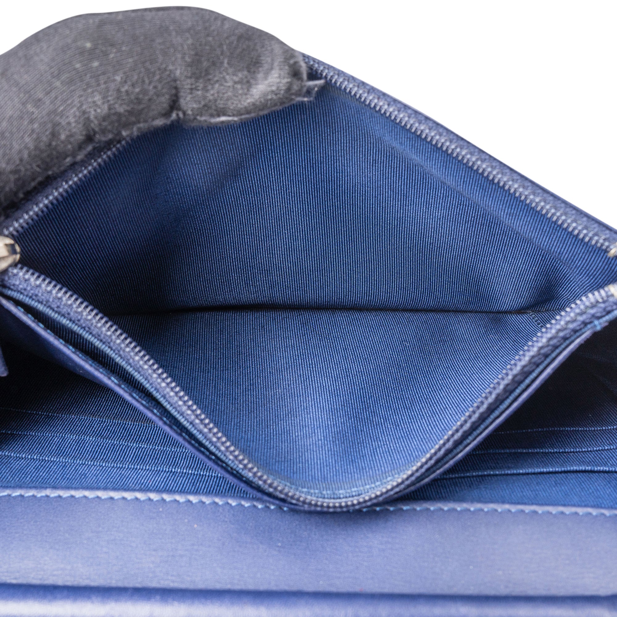 Chanel Bleu Quilted Stitch Lambskin Wallet On Chain Crossbody Bag