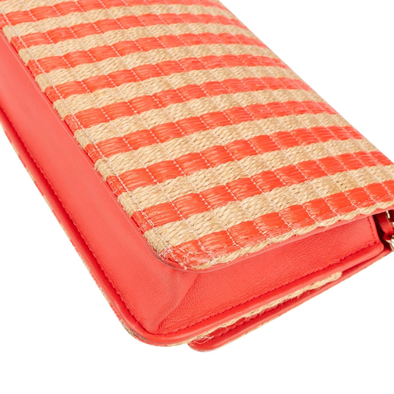 Chanel Raffia Gingham Wallet On Chain Crossbody Bag