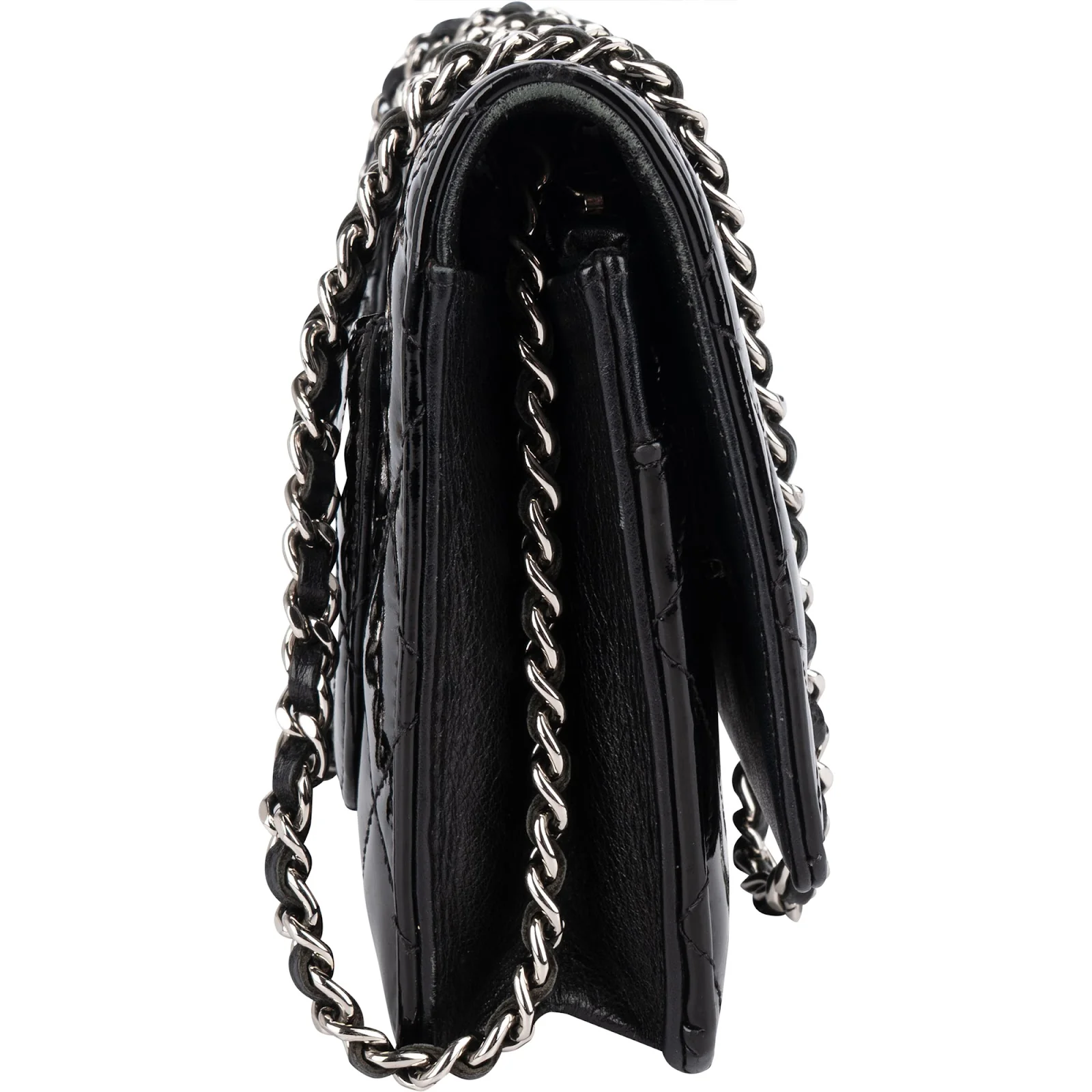 Chanel Quilted Patent Leather Wallet on Chain Crossbody Bag