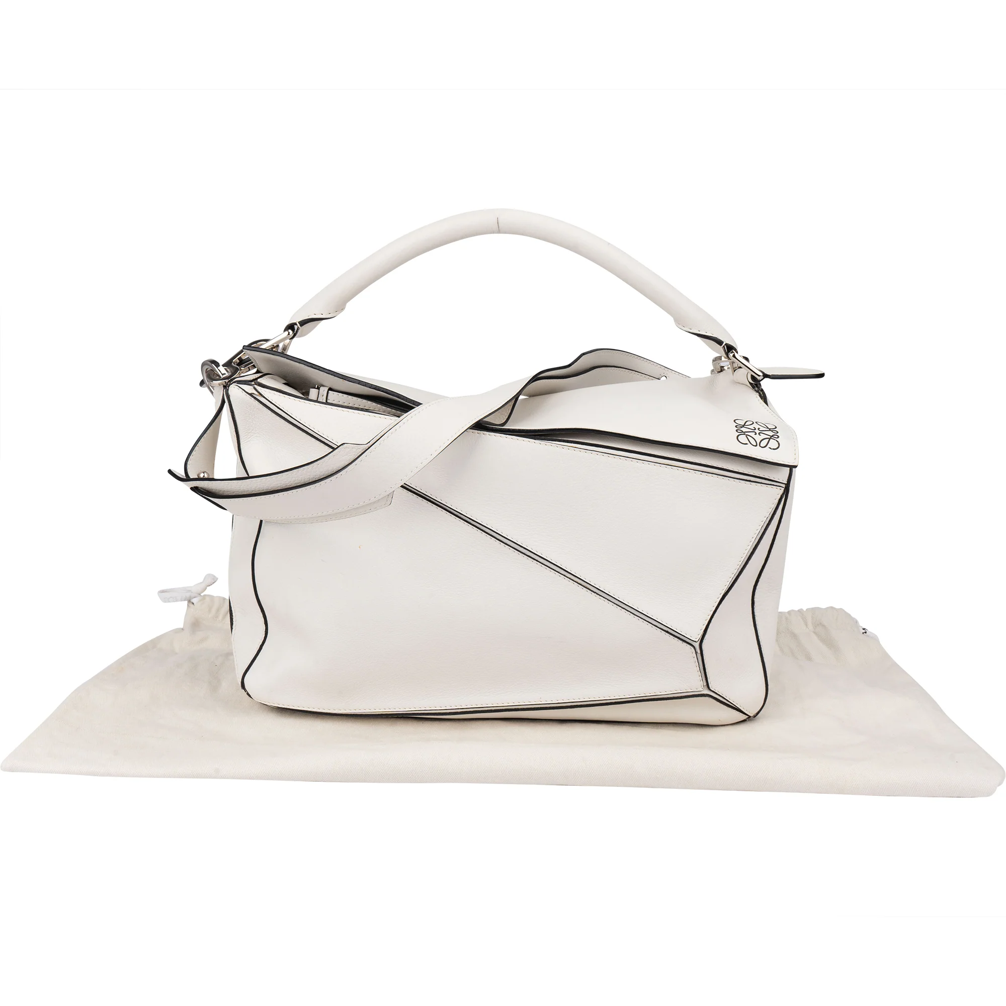 Loewe White Leather Puzzle Handbag