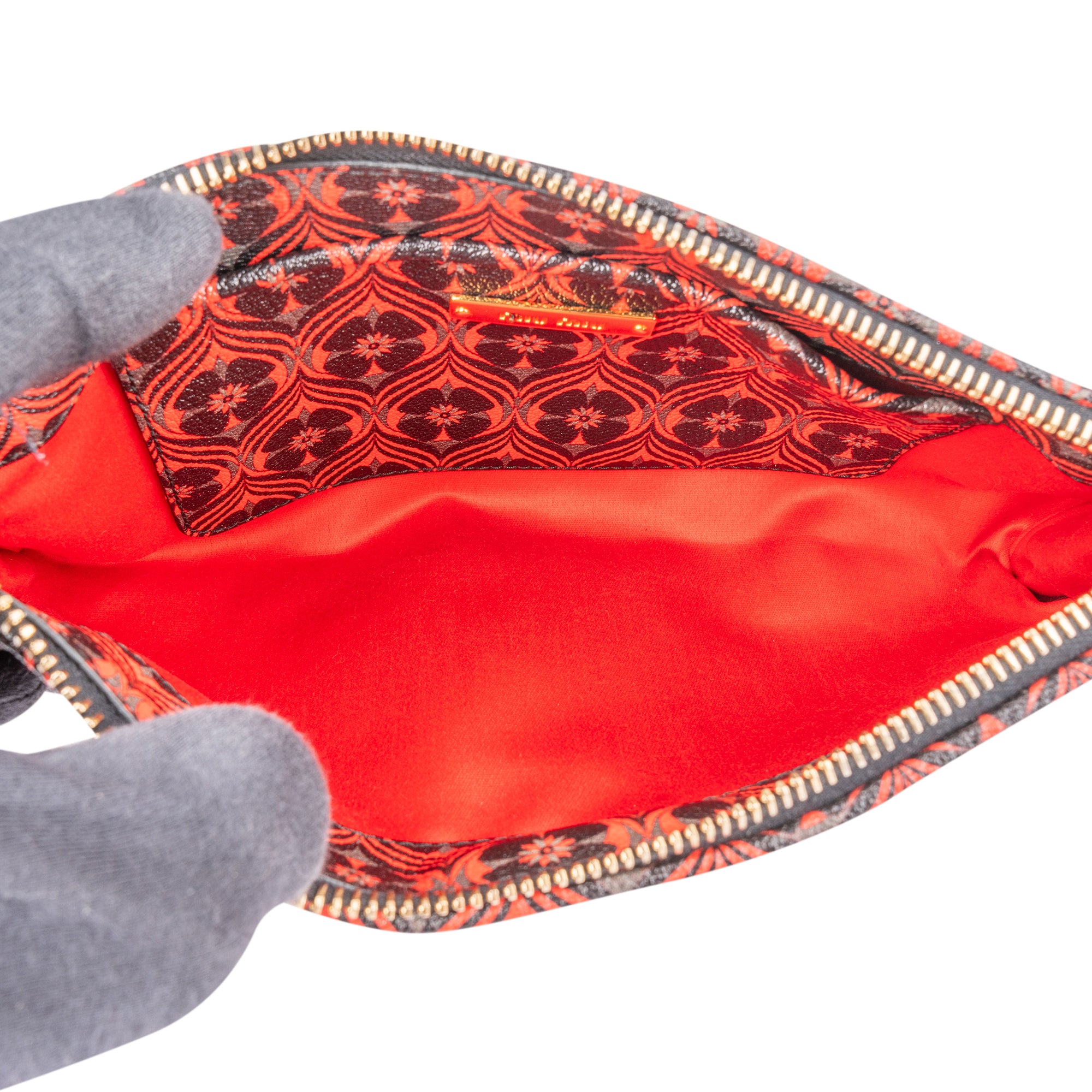 Miu Miu Printed Leather Wristlet Pouch