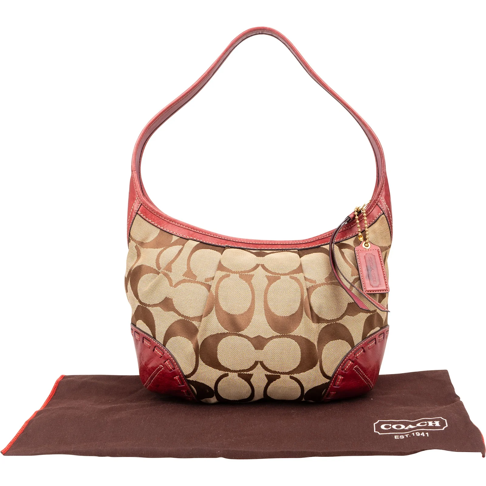 Coach Classic Monogram Pleated Hobo Shoulder Bag