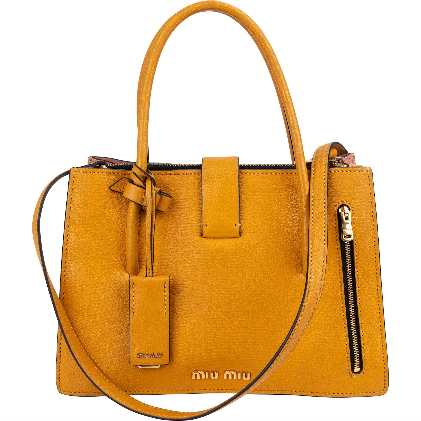 Miu Miu Bicolor Madras Leather Top Handle Handbag
