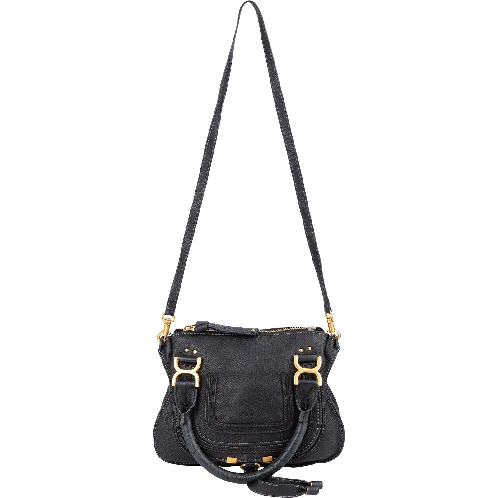 Chloé Black Grained Leather Marcie Handbag