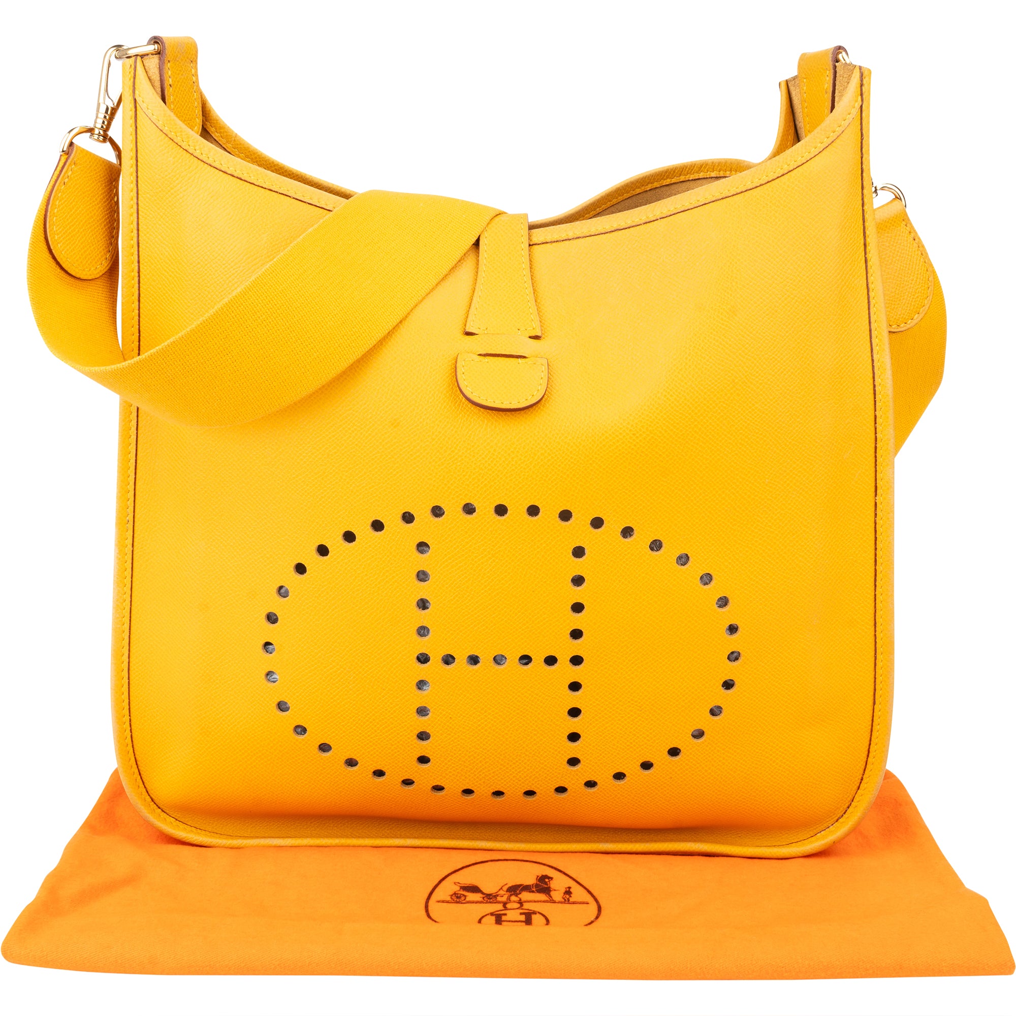 Hermès Yellow Leather Evelyne GM Crossbody Bag