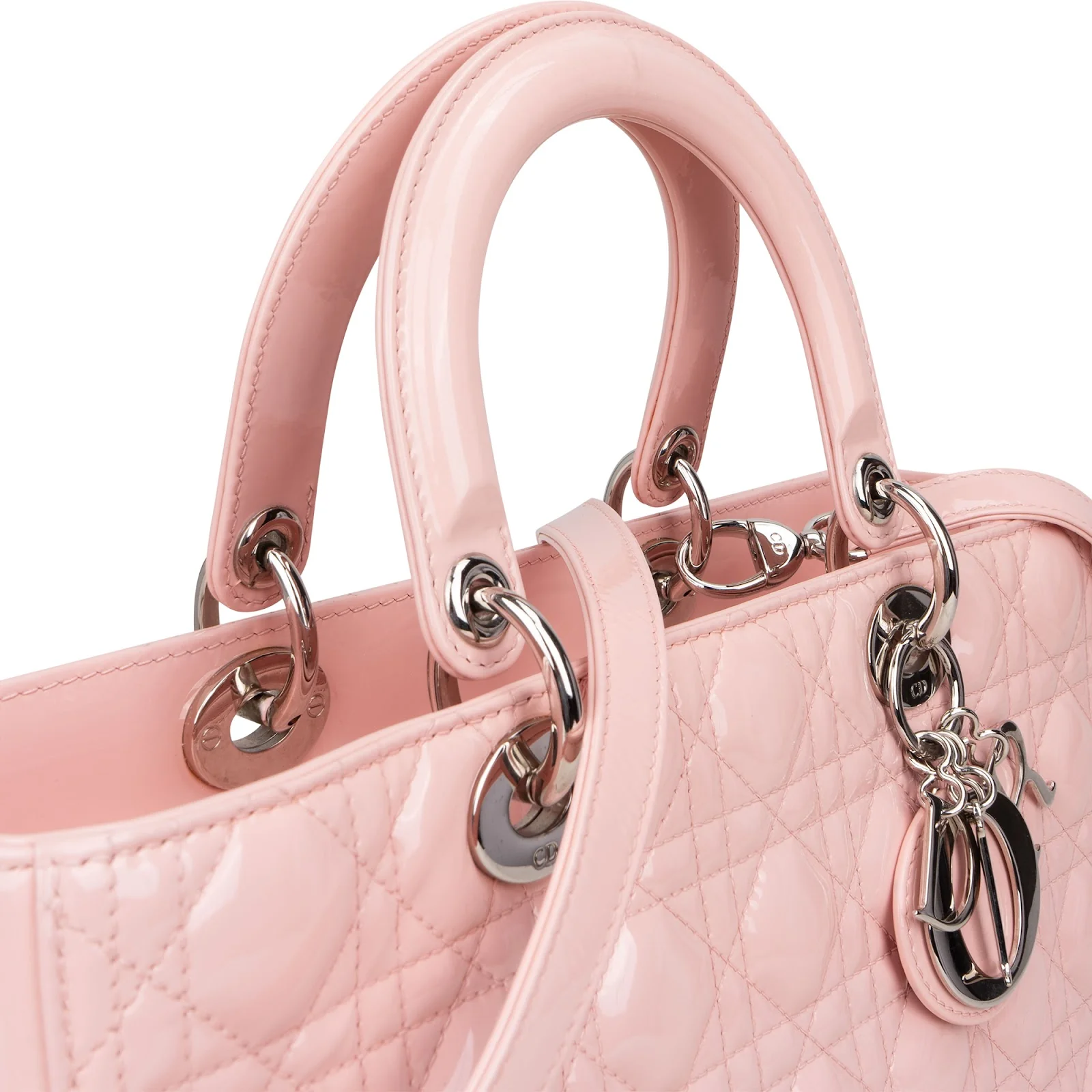 Christian Dior Quilted Patent Leather Large Lady Dior Handbag