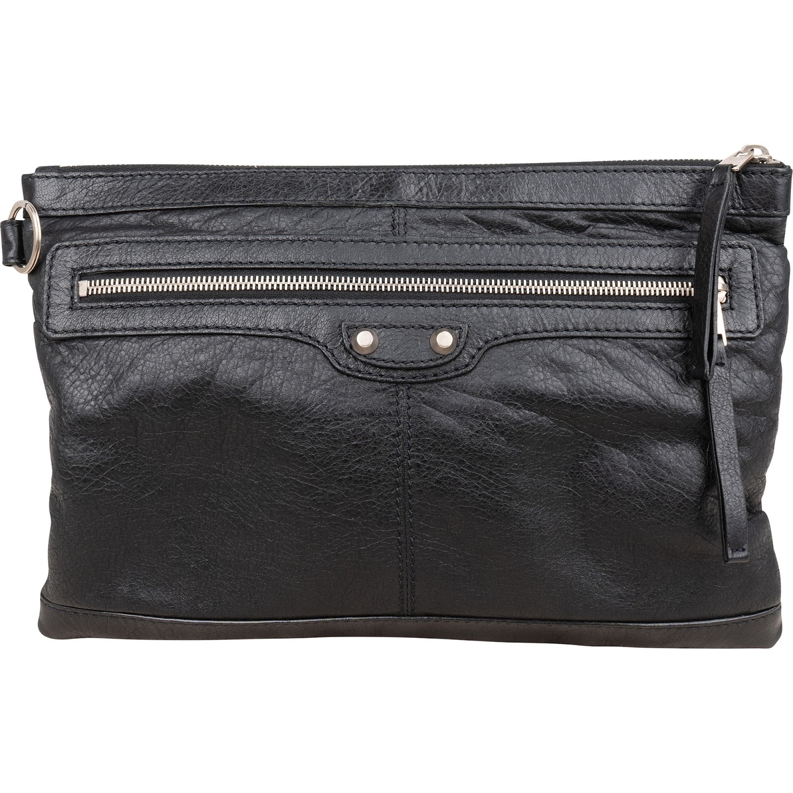 Balenciaga Black Arena Leather City Pochette Clutch