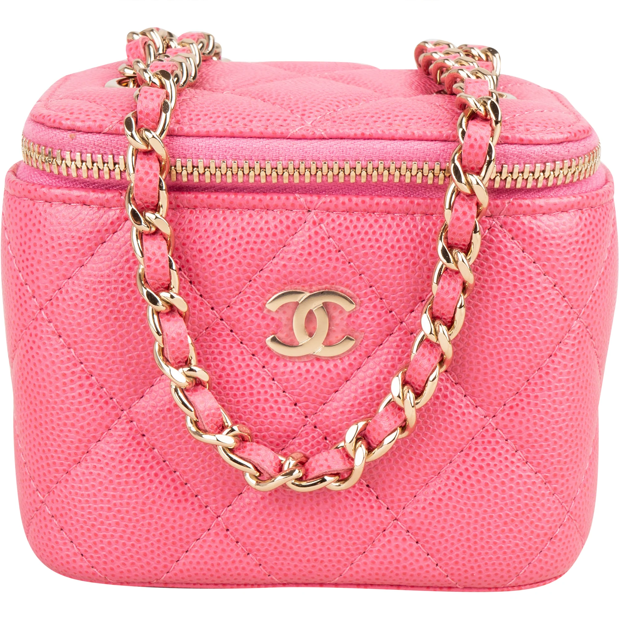 Chanel Pink Caviar Leather Mini Vanity Crossbody Bag