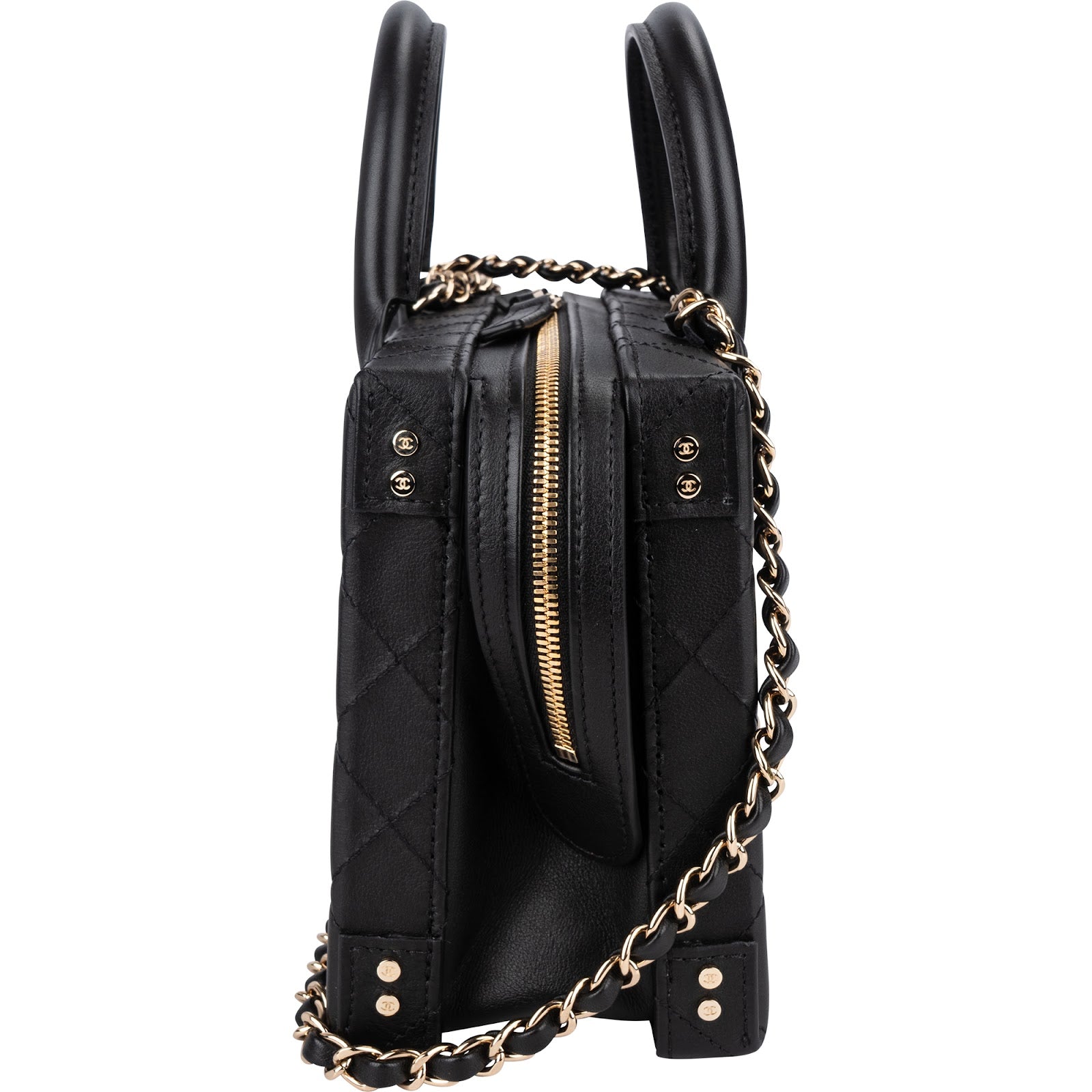 Chanel Quilted Lambskin CC Stitched Vanity Crossbody Handbag