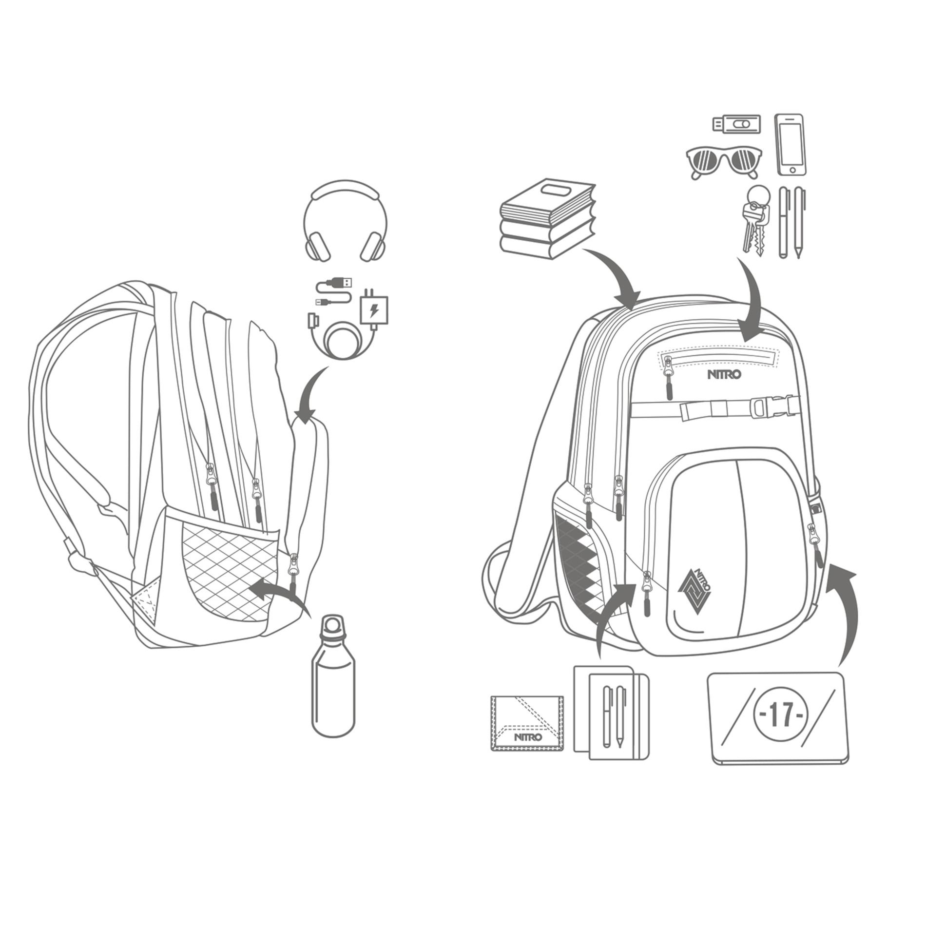 Rucksack CHASE - Black Rose