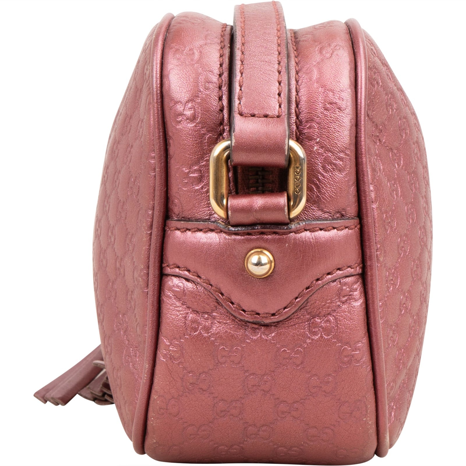 Gucci Microguccissima Metallic Leather Bamboo Crossbody Bag