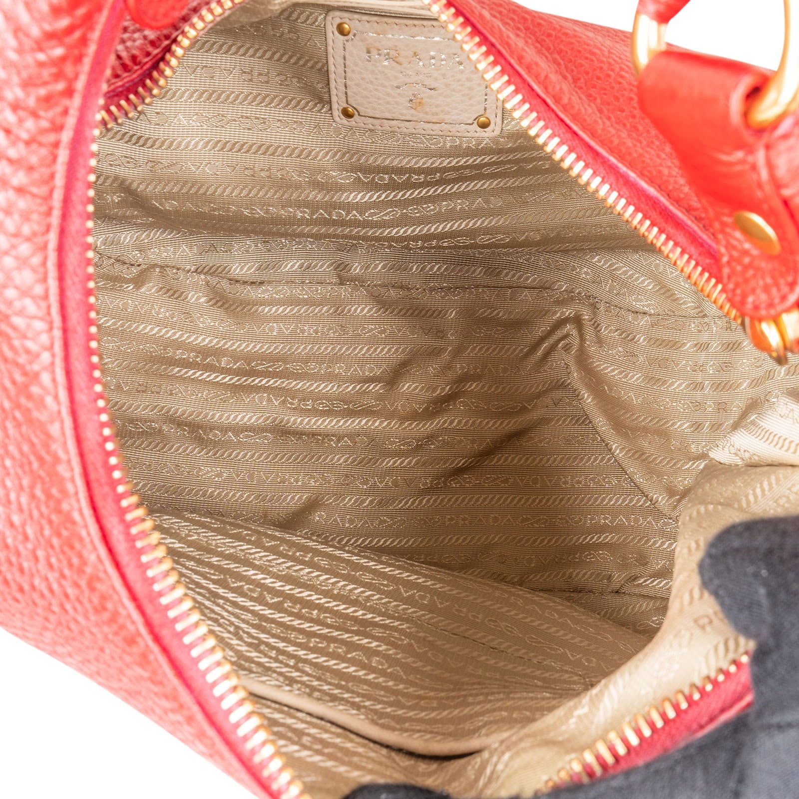 Prada Red Vitello Daino Leather Hobo Shoulder Bag