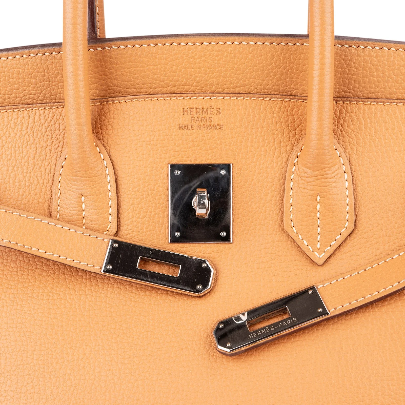 Hermès Fjord Leather Birkin 35 Handbag Beige Brown Palladium Hardware