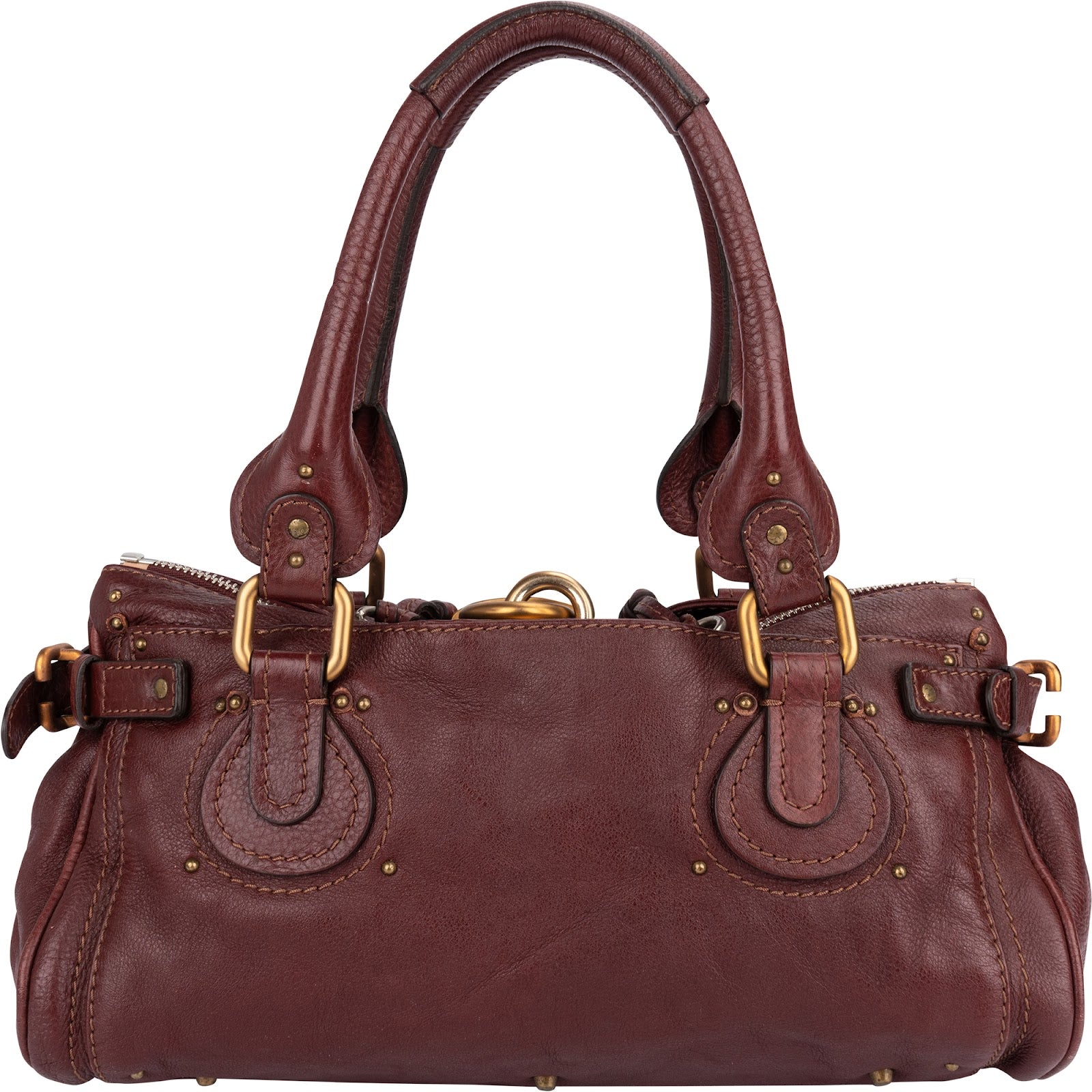Chloé Bordeaux Leather Paddington Handbag