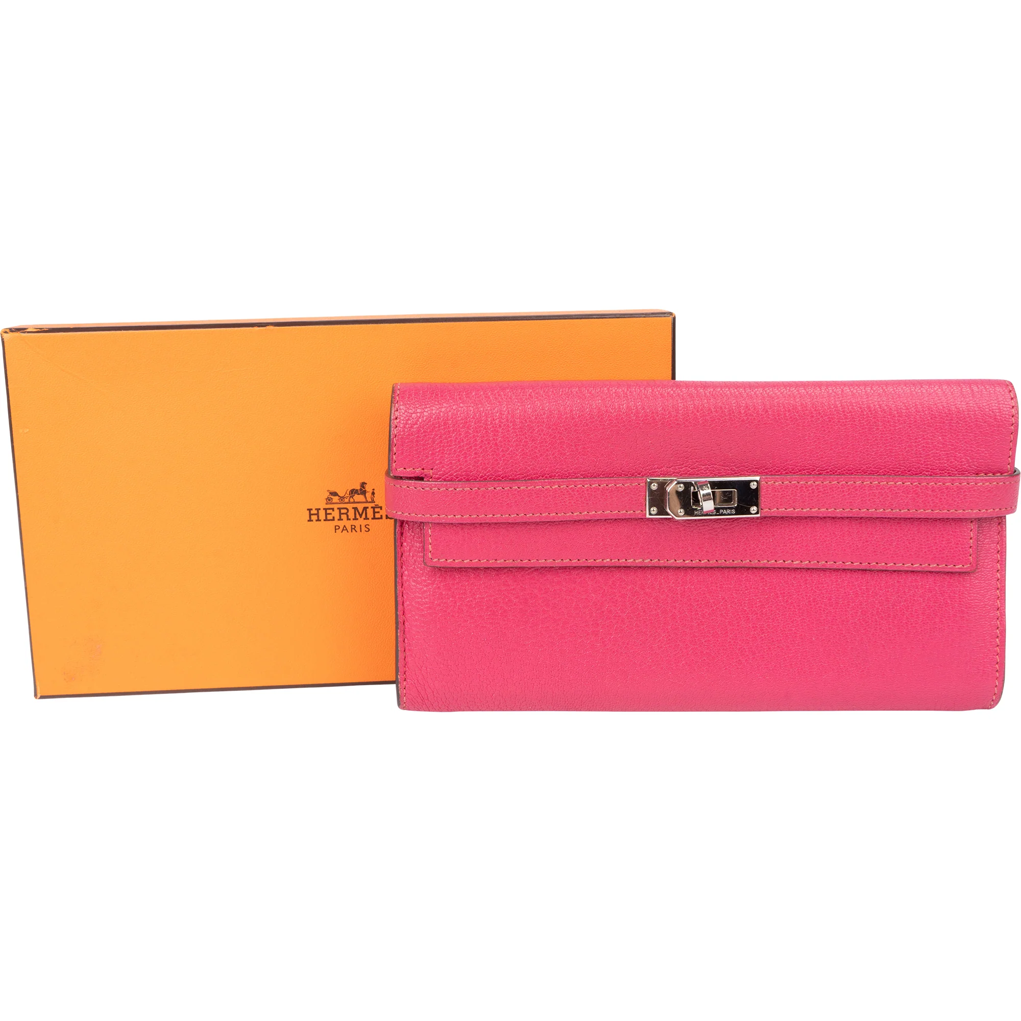 Hermès Rose Pourpre Chevre Leather Kelly Wallet