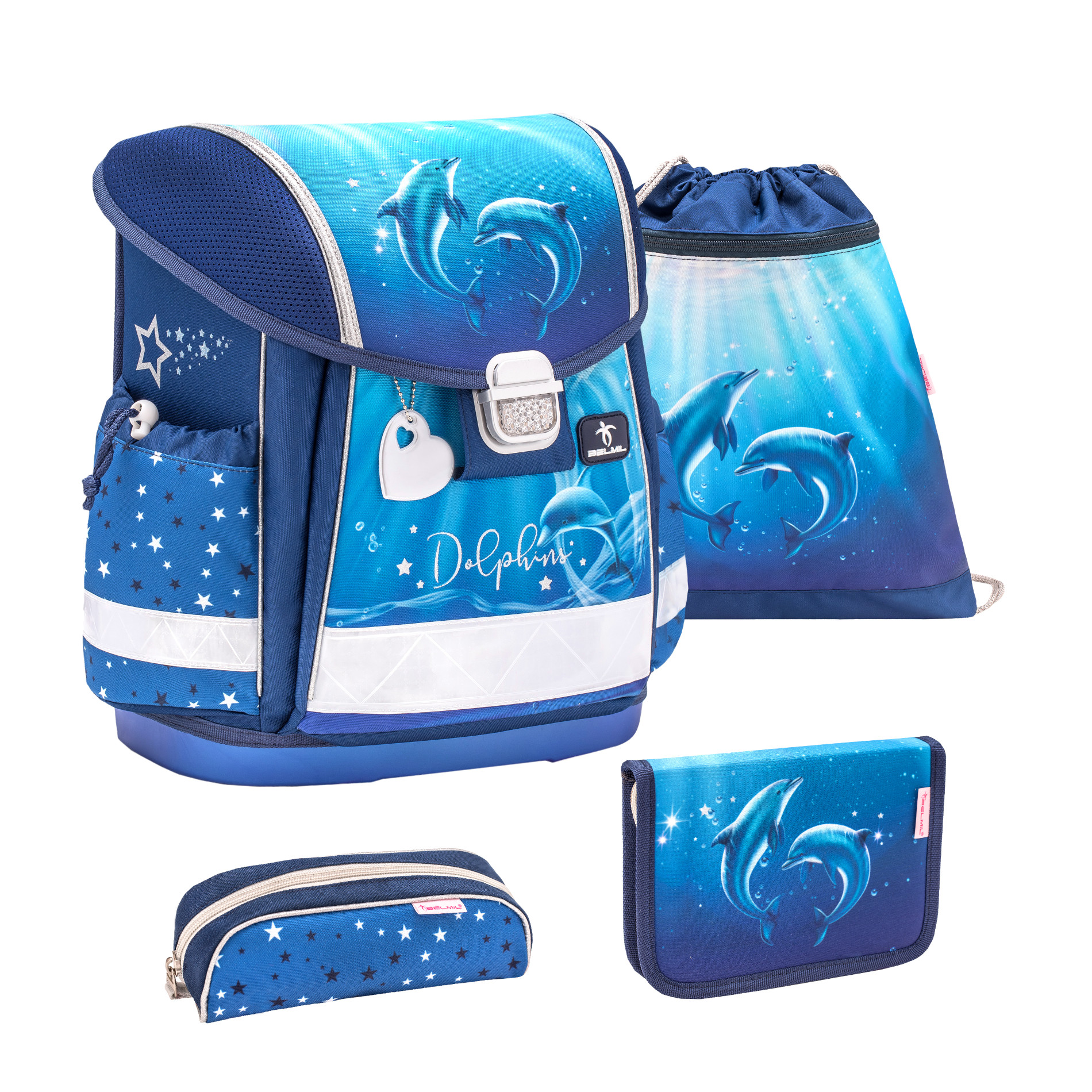 Classy ergonomic satchel set 4-piece - Dolphins 