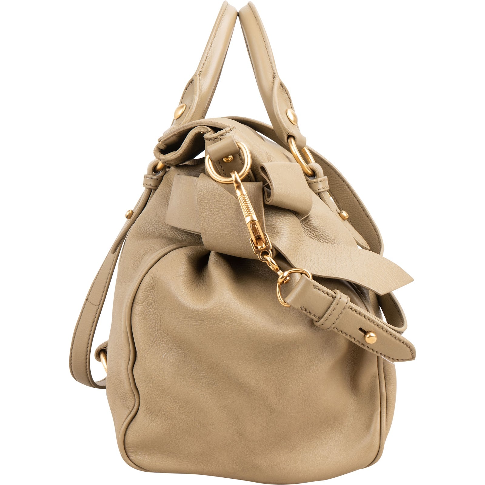 Miu Miu – Vitello Lux Leather Bow Schultertasche