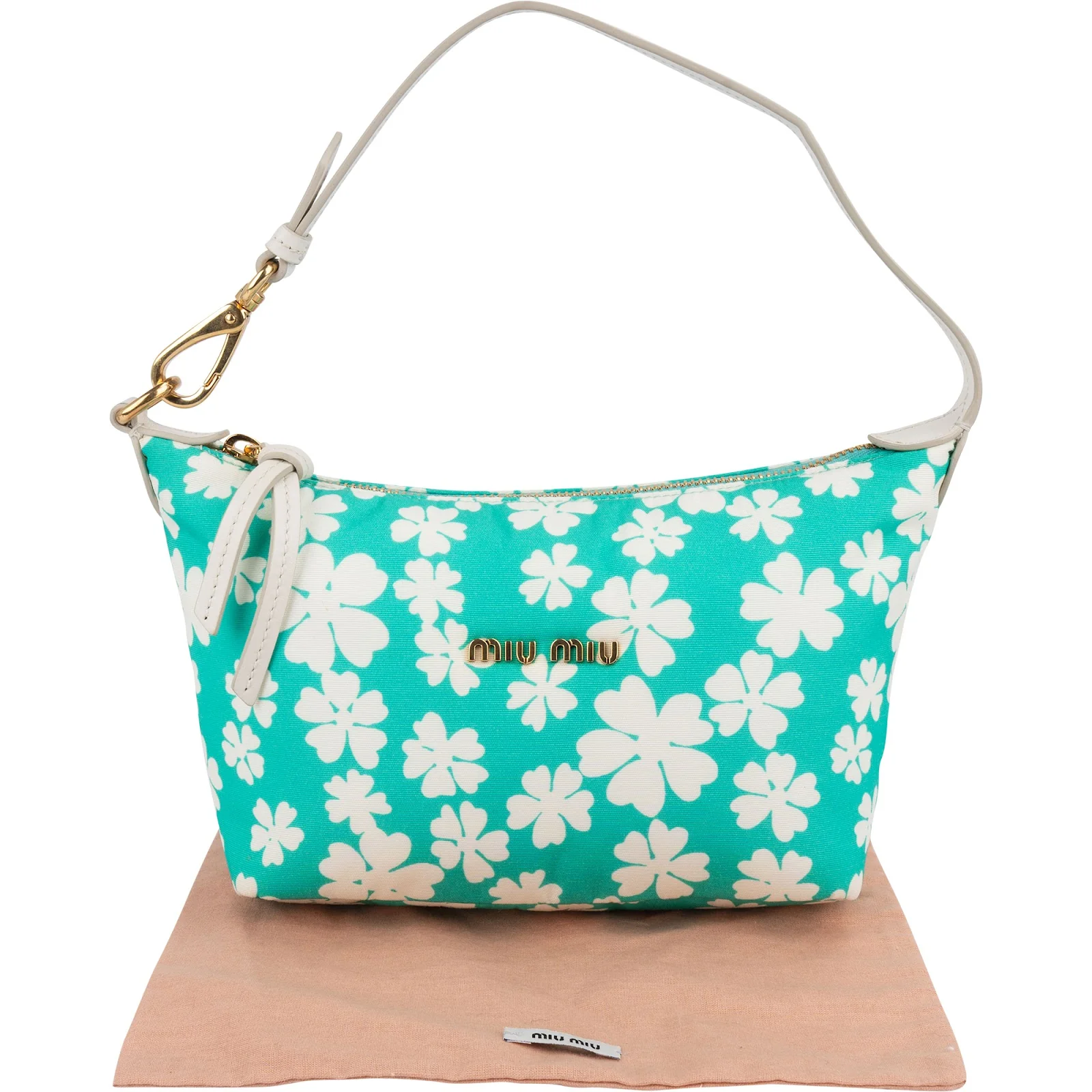 Miu Miu Nylon Flower Print Mini Pouch Handbag