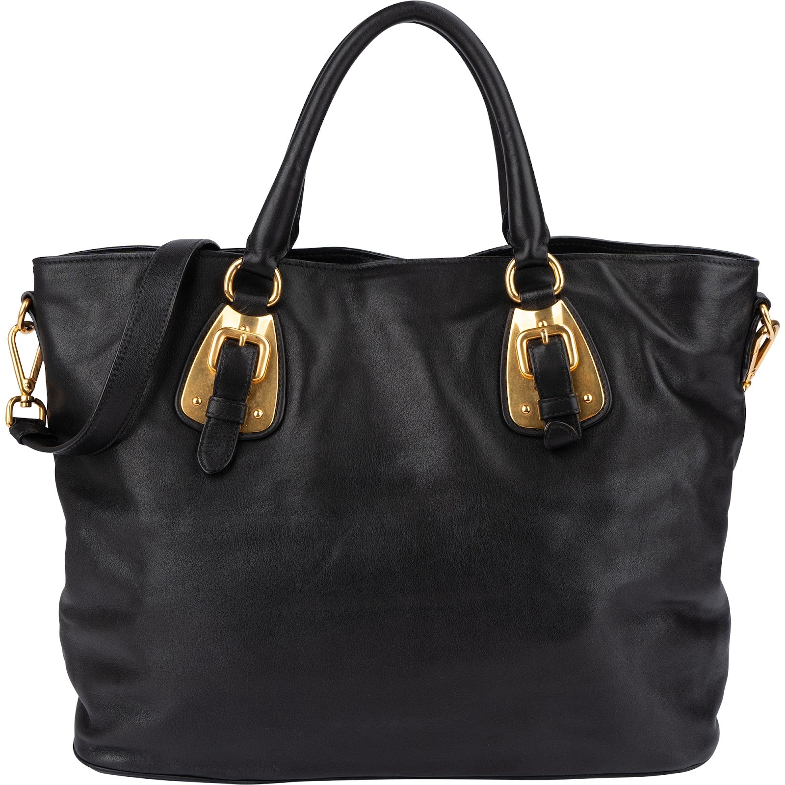 Prada - Calfskin Buckle Tote Shoulder Bag