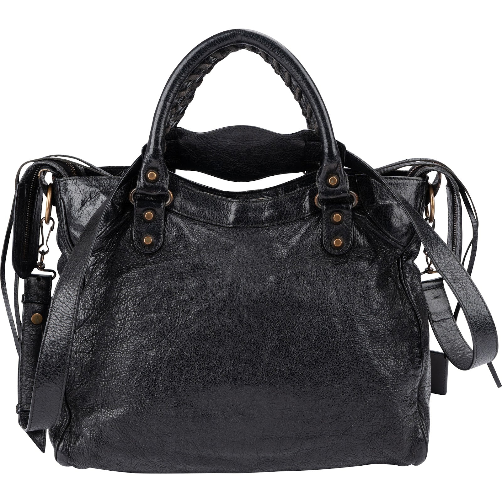 Balenciaga – czarna skórzana torba City Tote z serii Black Arena