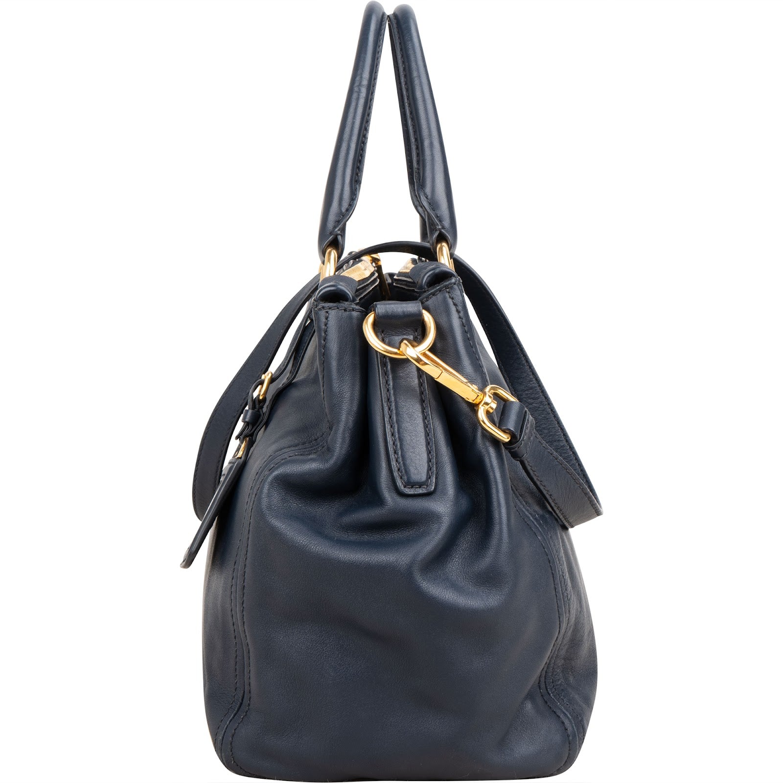 Prada Soft Calf Leather Bauletto Satchel Handbag