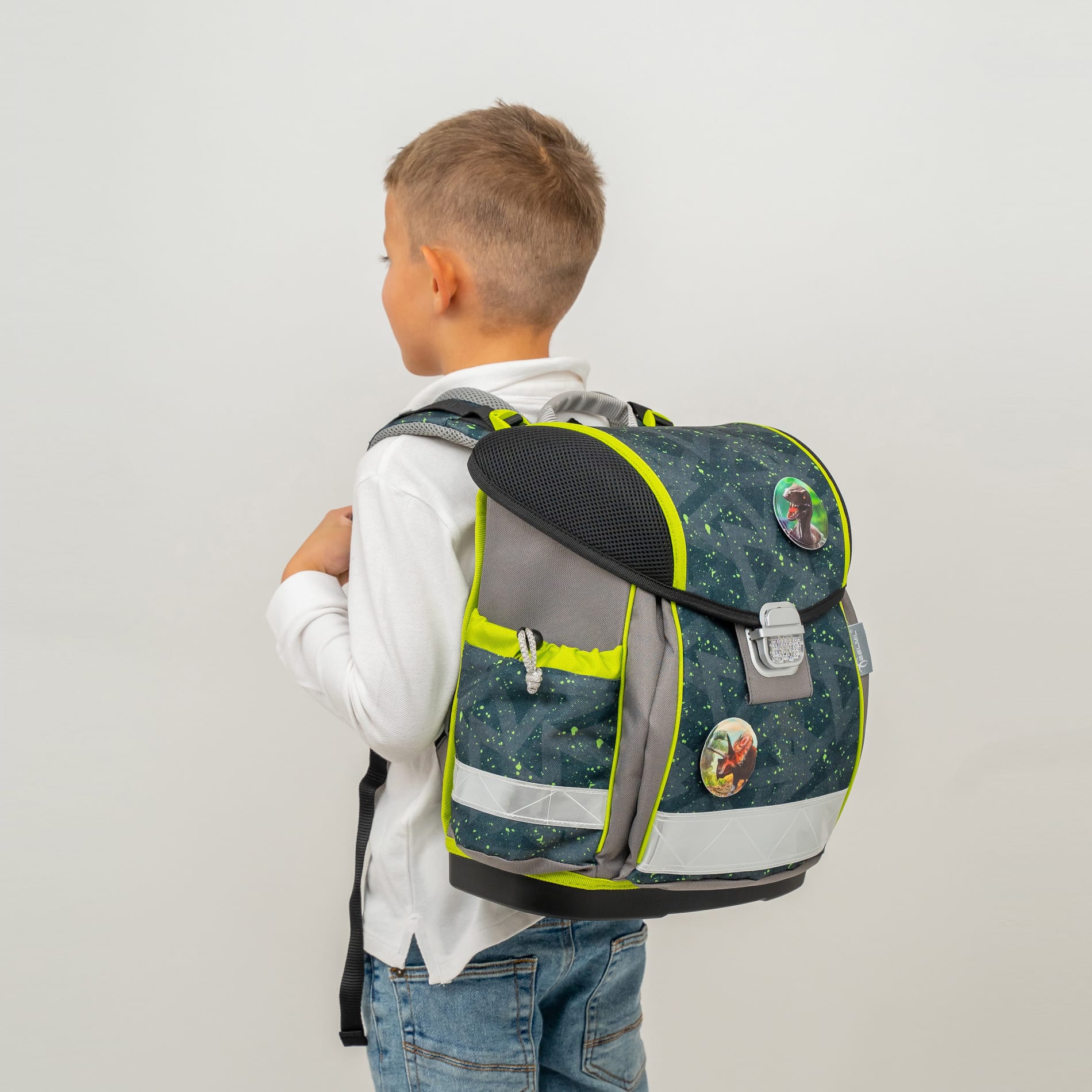 Classy ergonomisches Schulranzen-Set 5-teilig - Green Splash