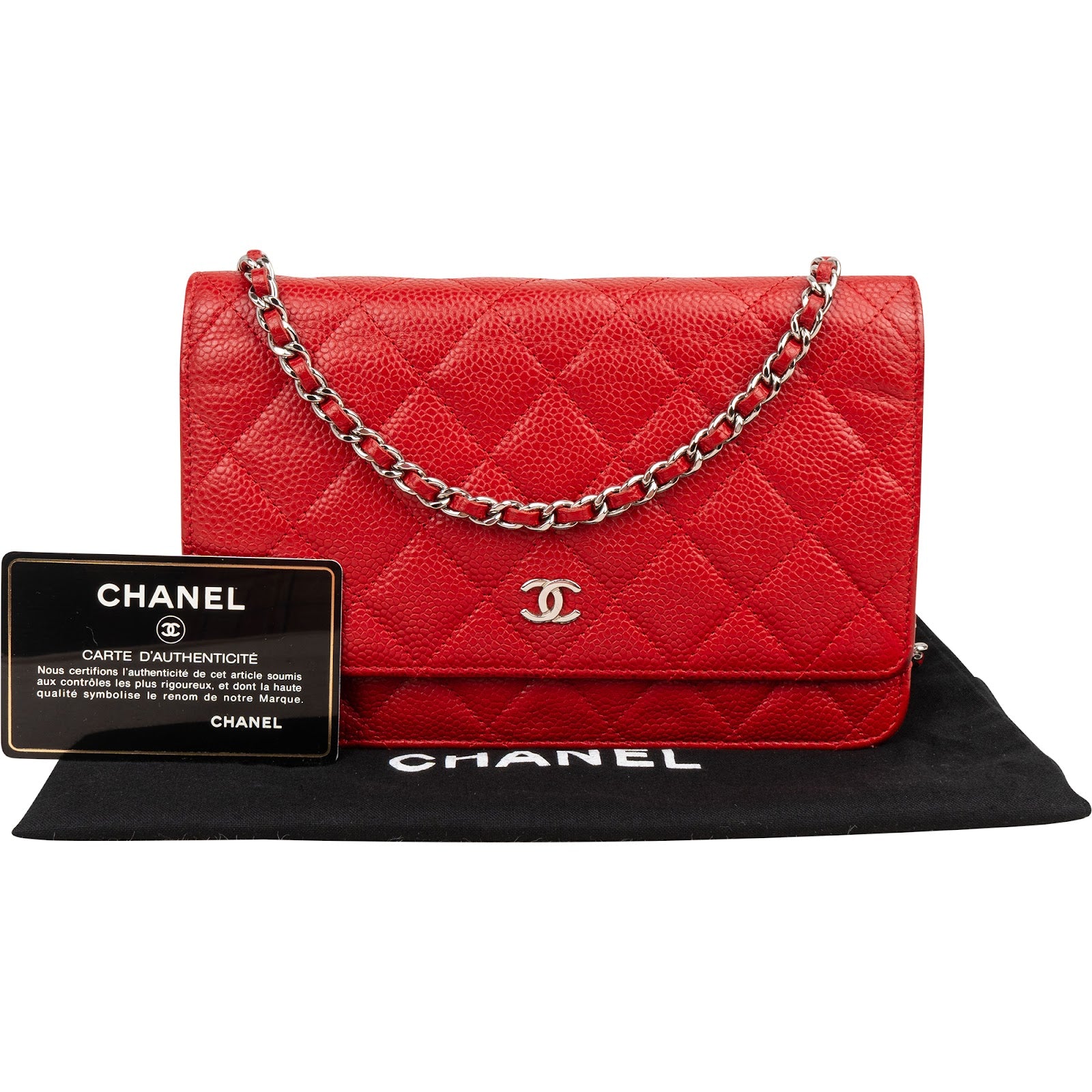 Chanel Quilted Caviar Leather Wallet On Chain Crossbody Bag