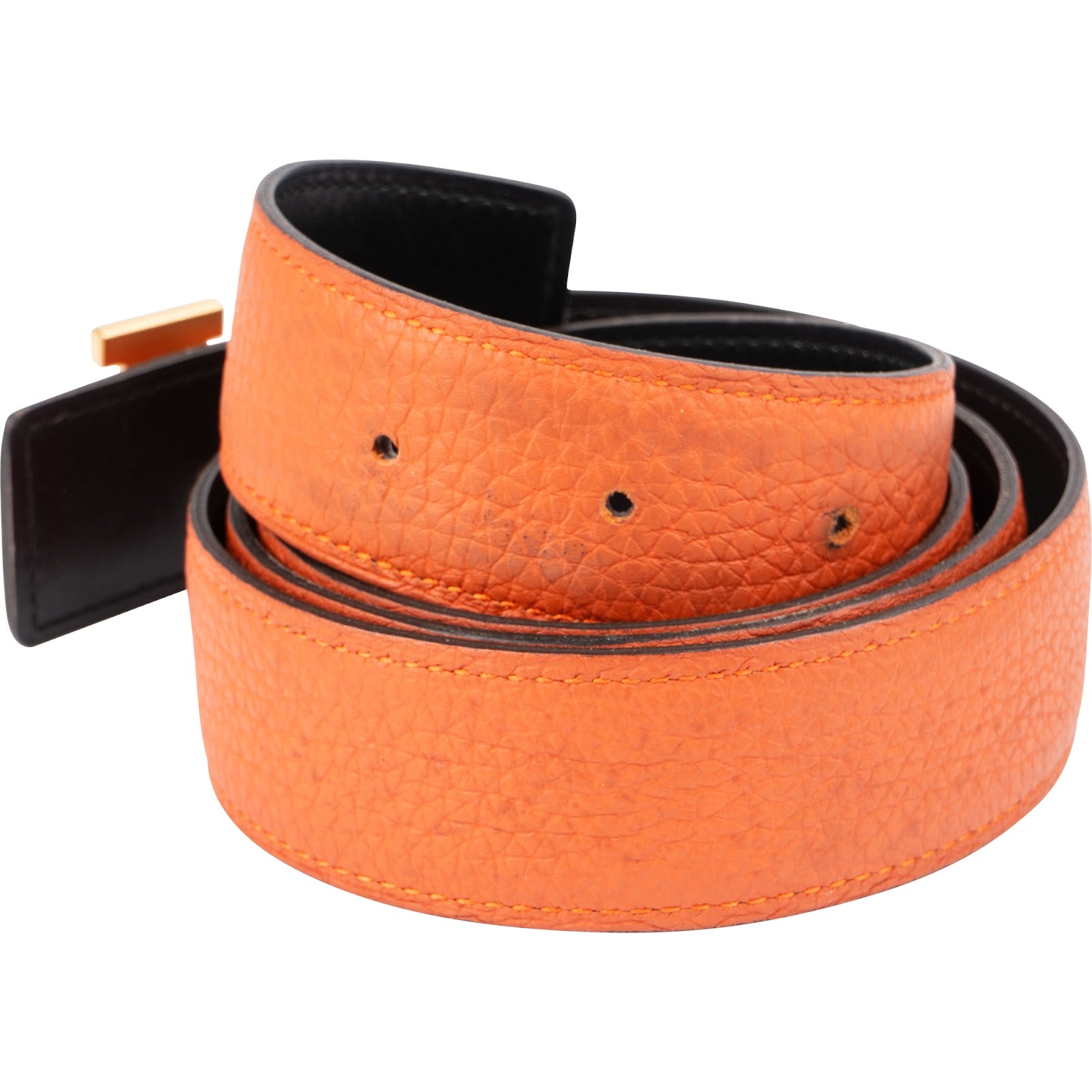 Hermès – Tweekleurige, omkeerbare H-riem van leer (100) Riem