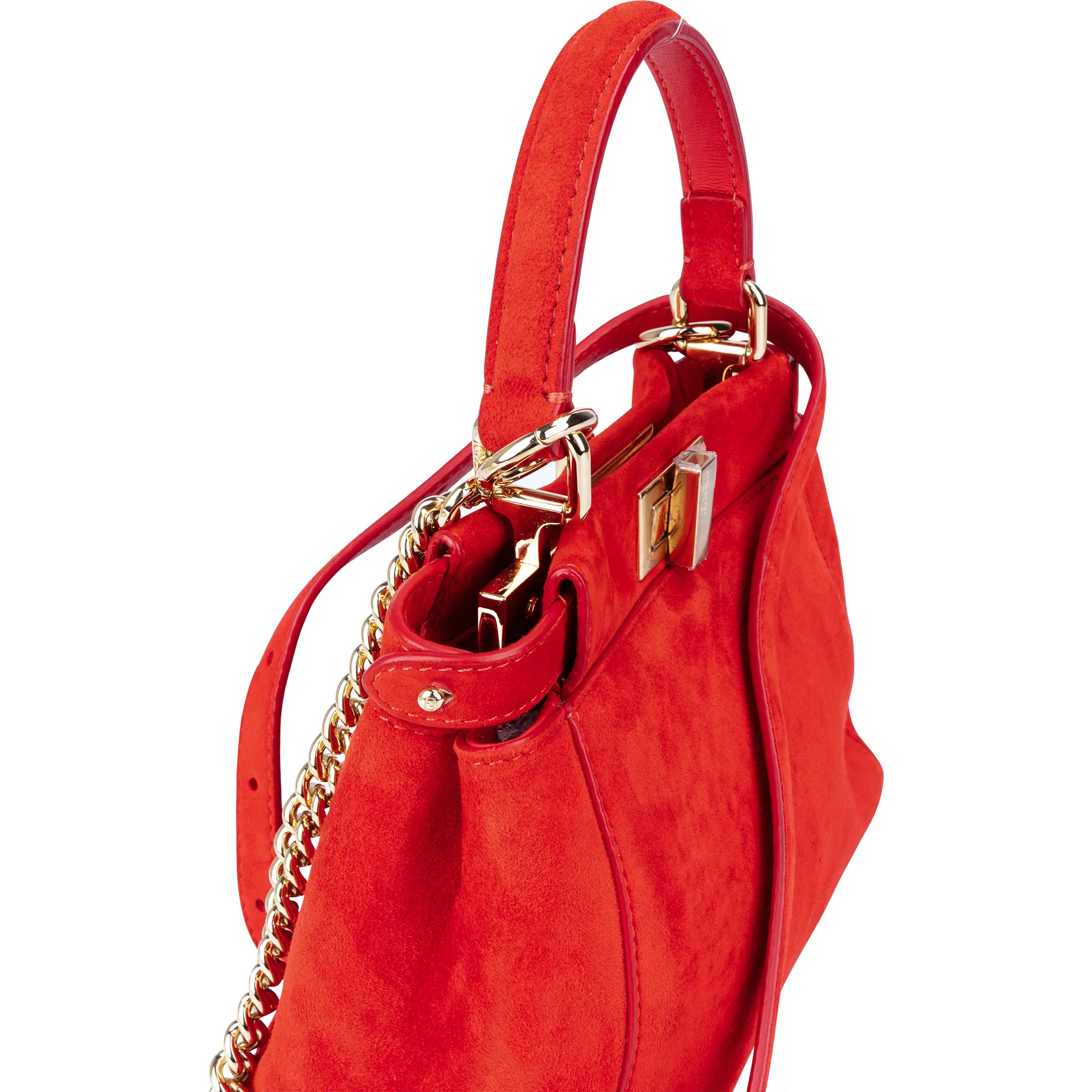 Fendi Red Suede Peekaboo Handbag