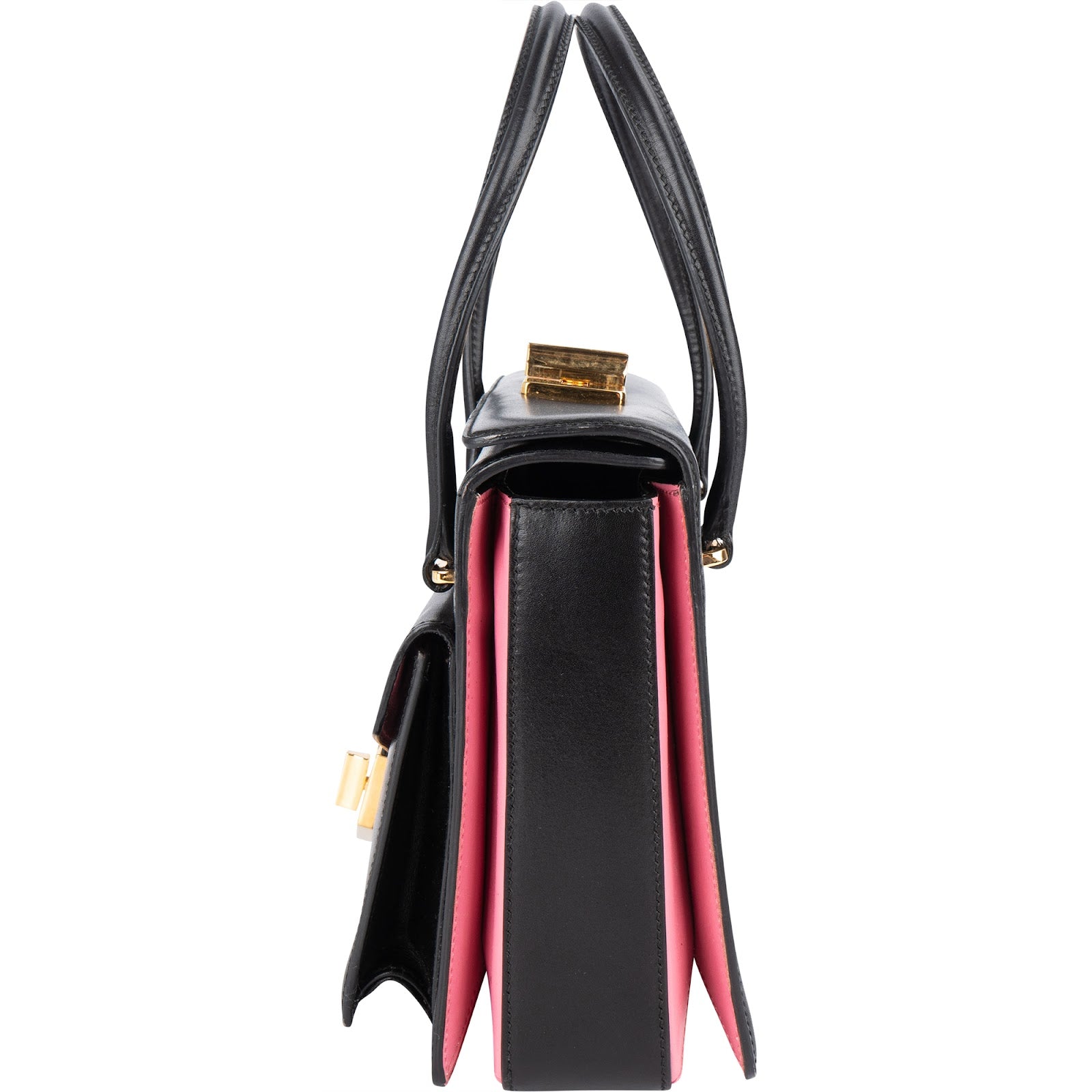 Prada Calfskin Leather Double Turnlock Handbag