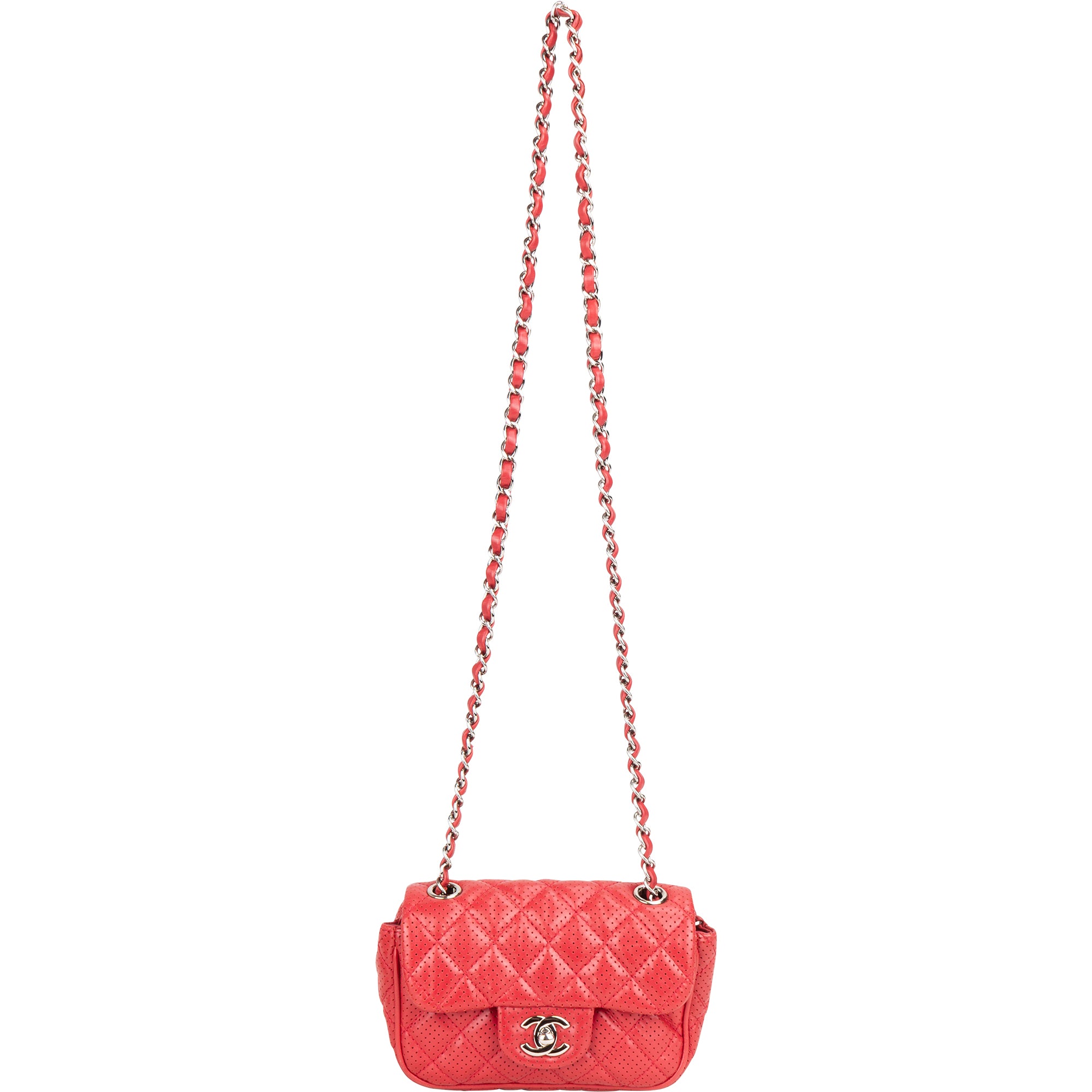 Chanel Quilted Perforated Lambskin Single Flap Crossbody Bag