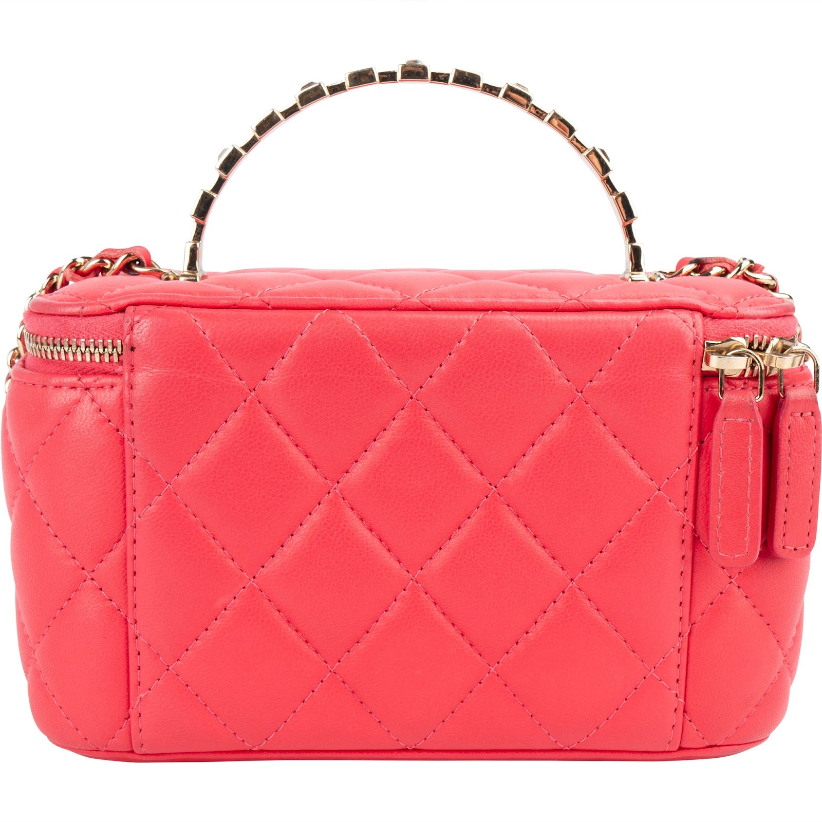 Chanel Quilted Lambskin Crystal Emblem CC Vanity Case