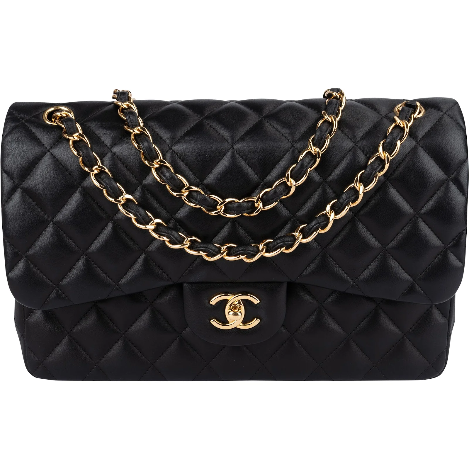 Chanel Quilted Lambskin Jumbo Double Flap Crossbody Bag