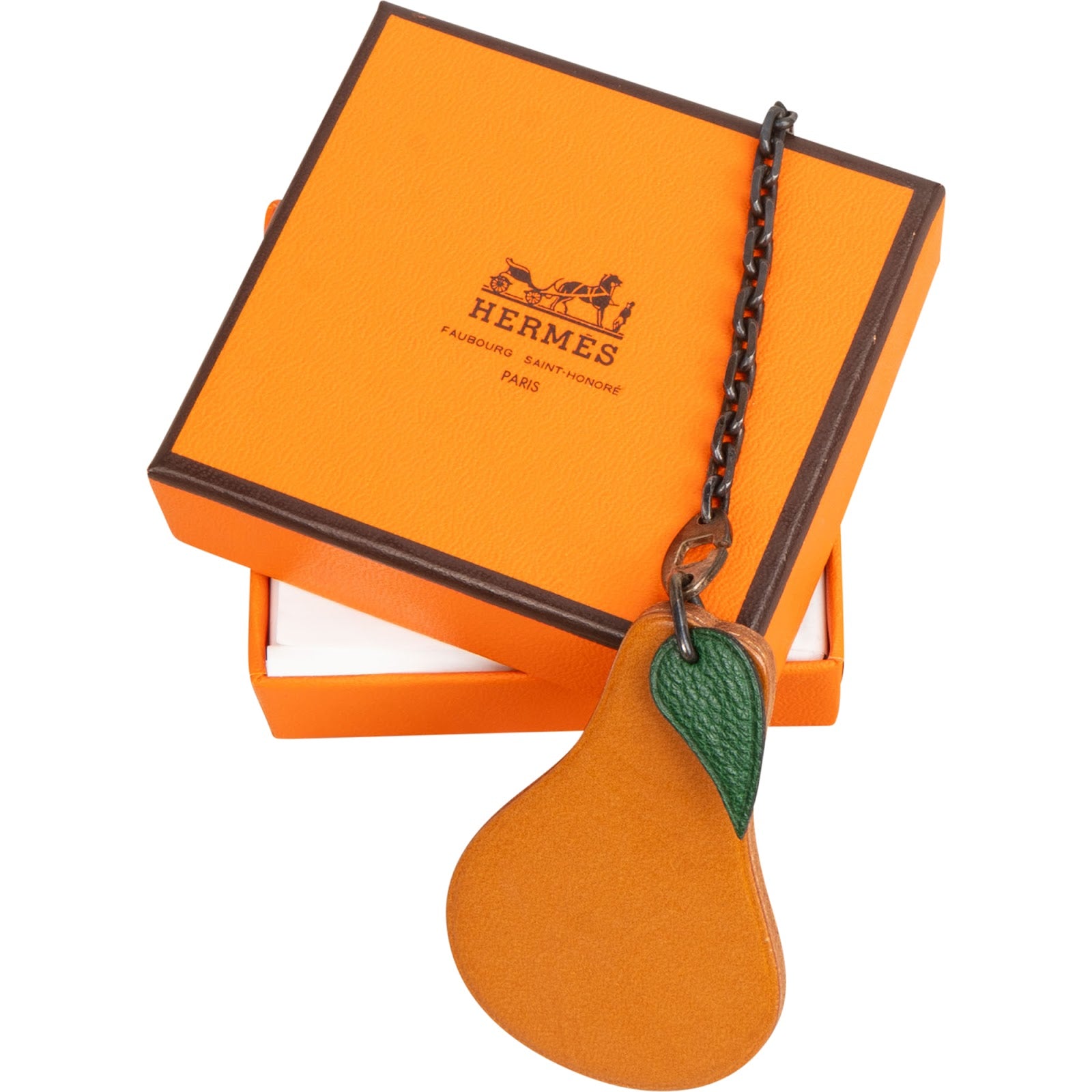 Hermès Brown Leather Fruit Pear Bag Charm
