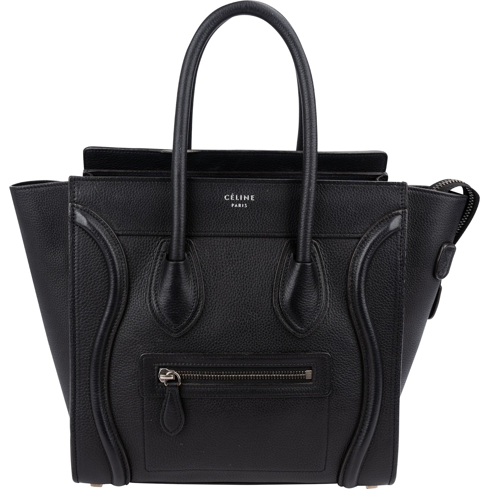 Sac à main de voyage Céline en cuir grainé noir