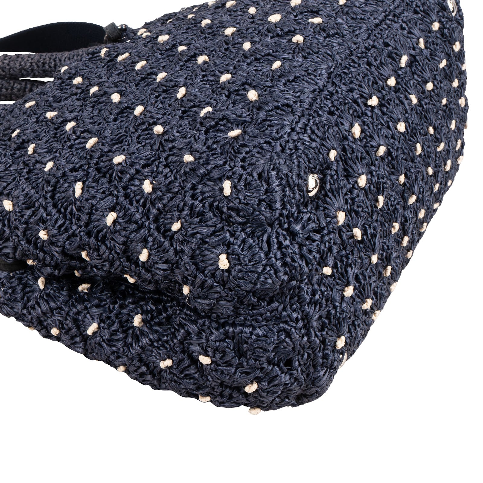 Prada - Woven Raffia Polka-Dot Shoulder Bag
