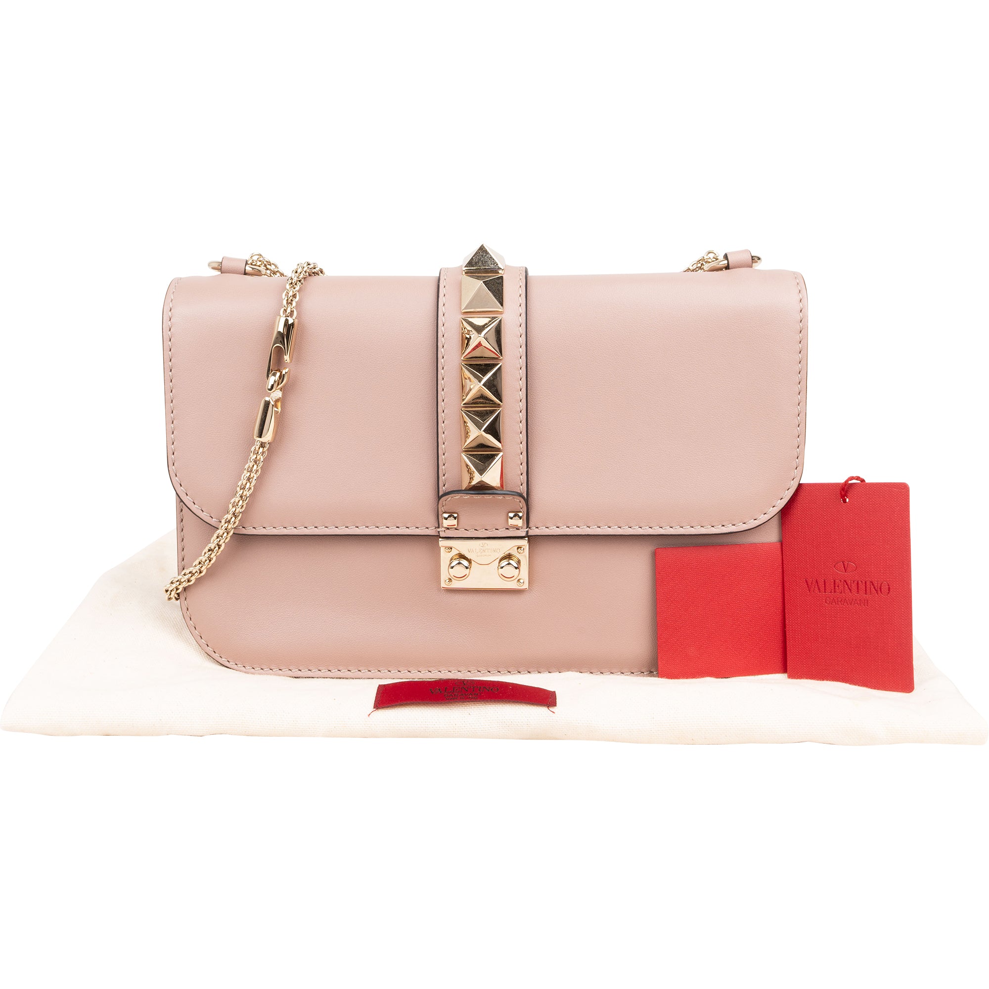Valentino Garavani Calfskin Leather Rockstud Glam Lock Crossbody Bag