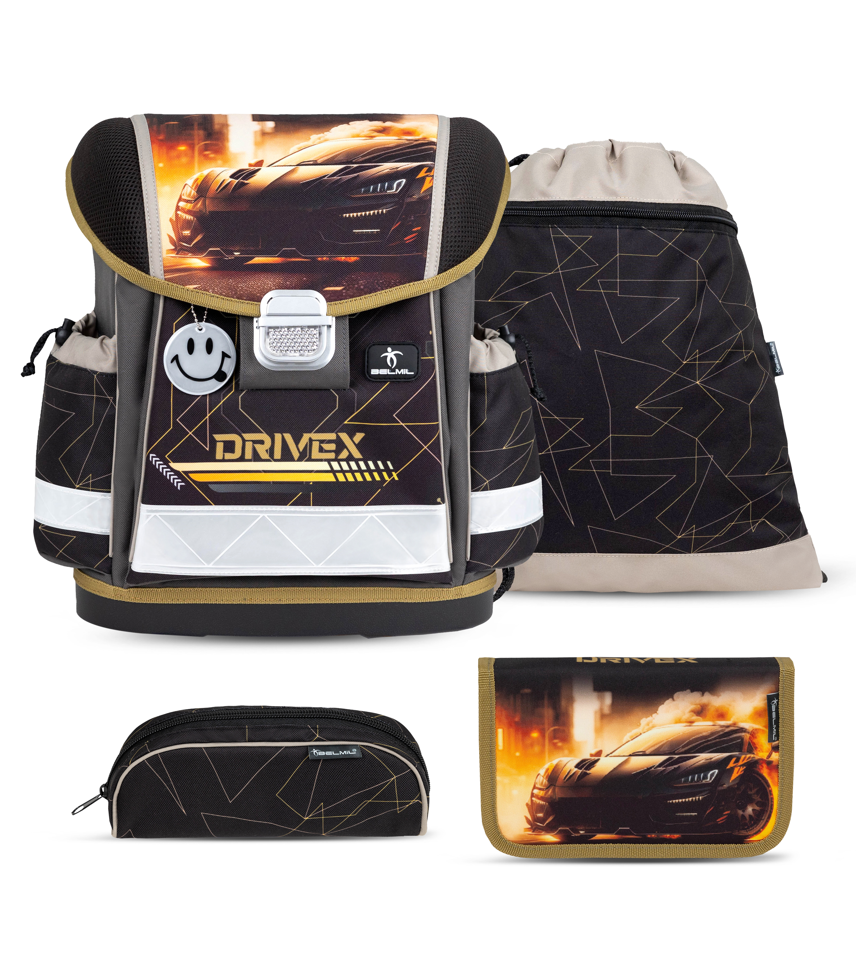 Classy Schulranzen Set 4-teilig mit Brustgurt - Drivex