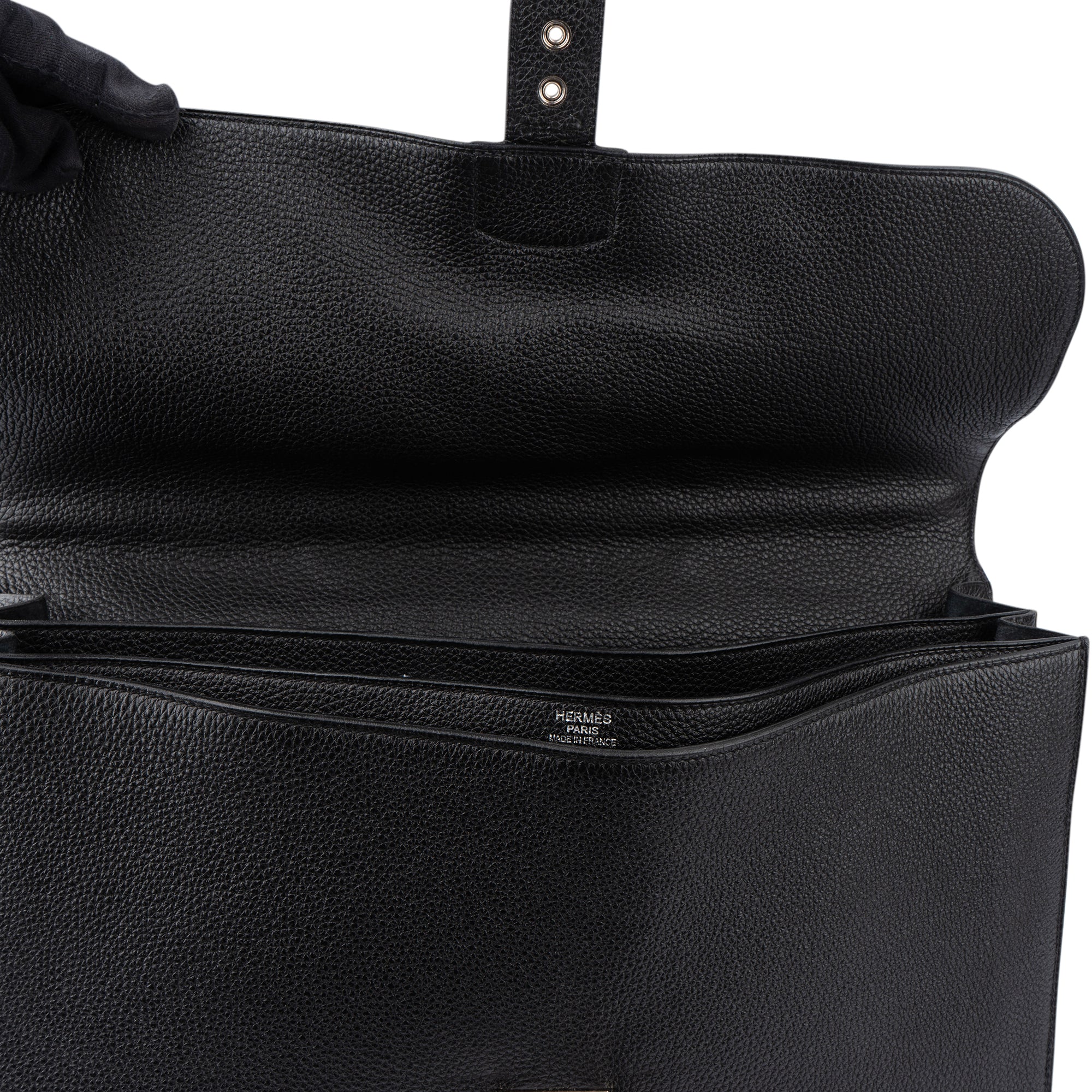 Hermès Noir Leather Sac á Dépéches Business Tasche