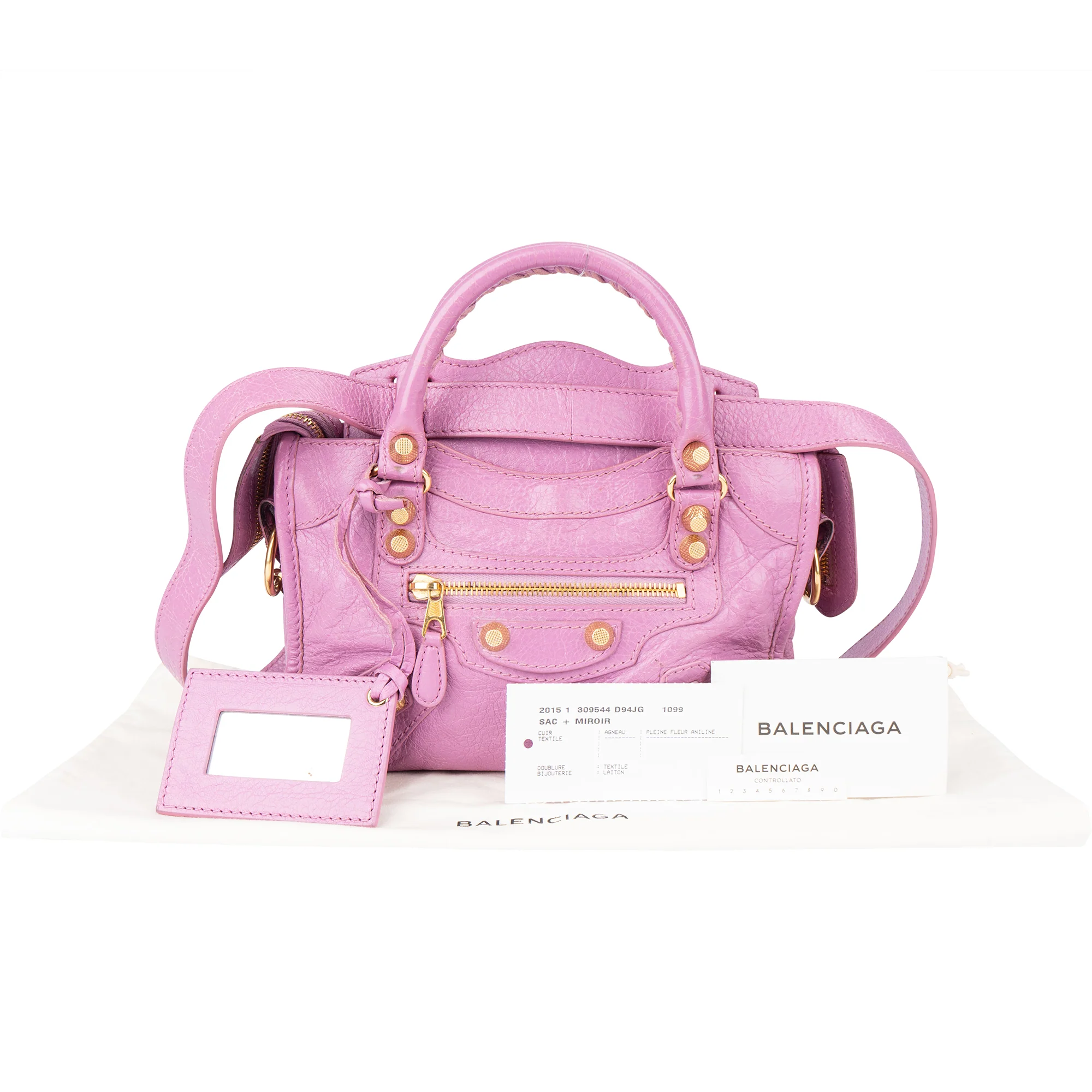 Balenciaga Pink Leather Mini City Handbag