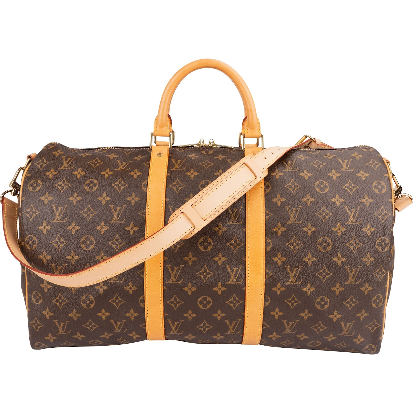 Louis Vuitton Monogram Canvas Keepall 50 Shoulder Strap Travel Bag