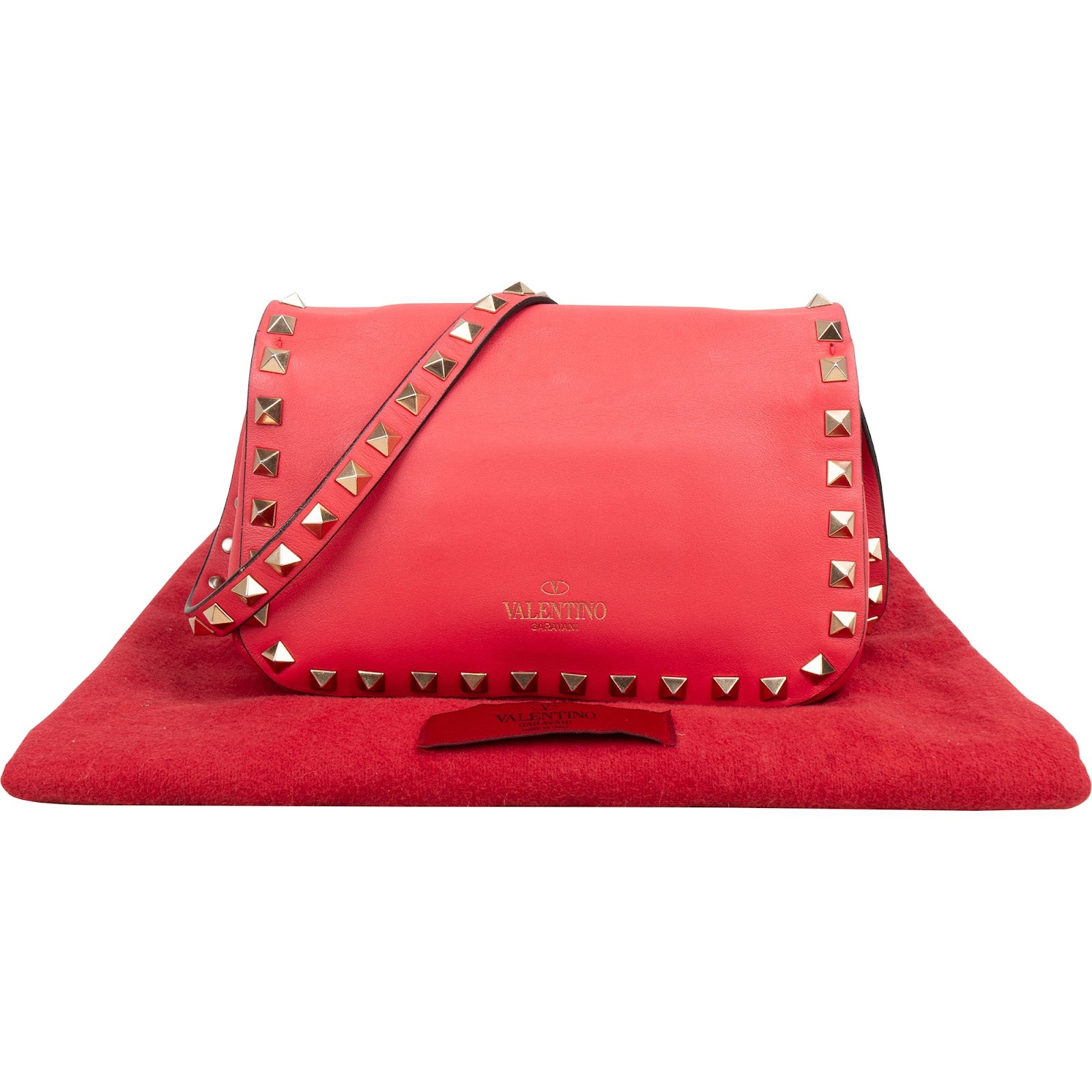 Valentino Garavani Pink Leather Rockstud Flap Crossbody Bag