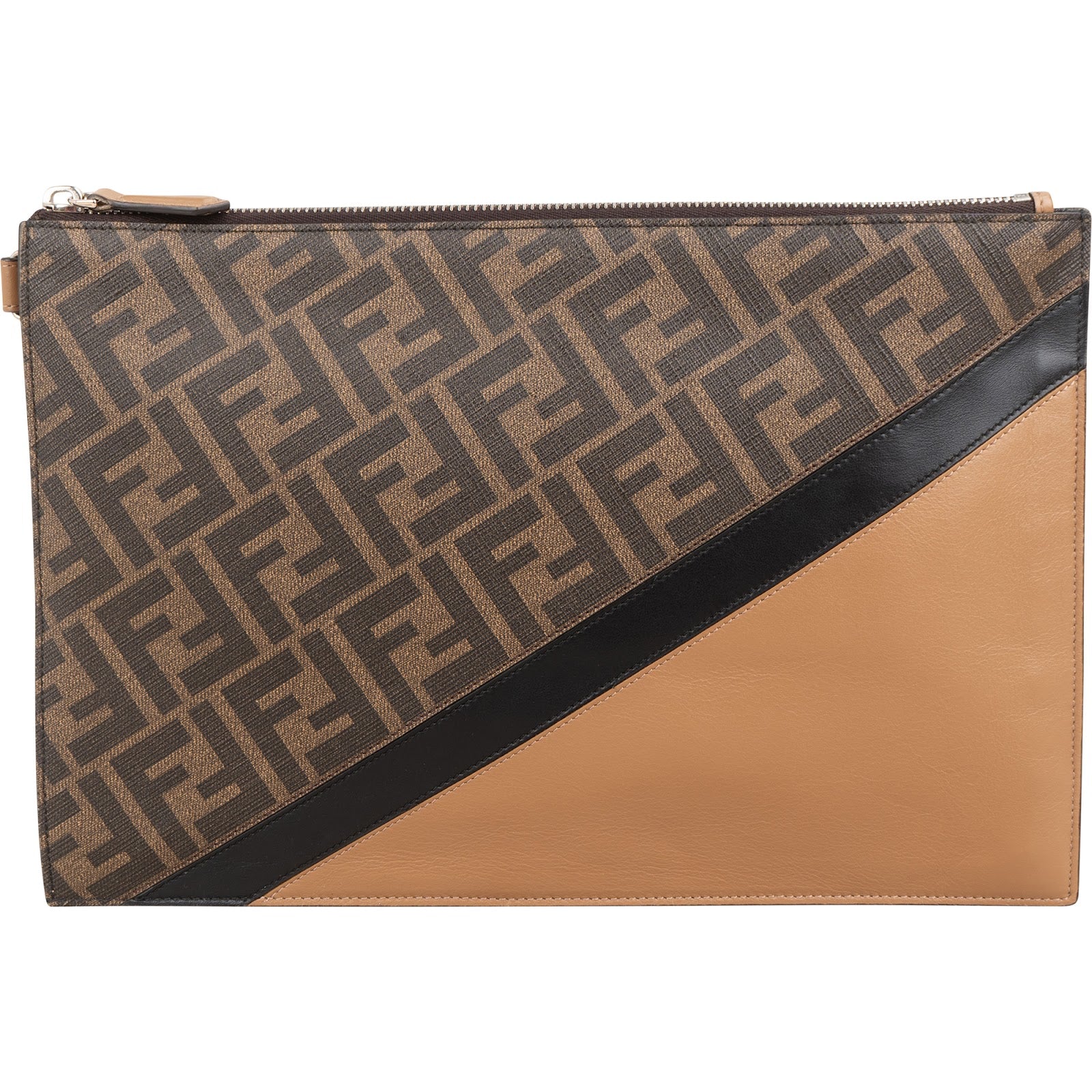 Fendi - Monogram FF Canvas & Bicolor Calfskin Clutch