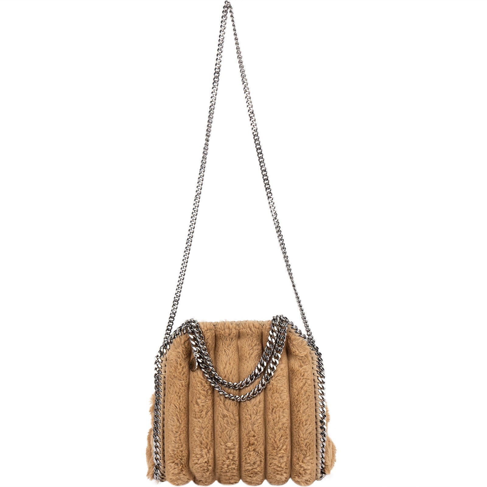Stella McCartney Quilted Padded Faux Fur Falabella Fold Over Crossbody Bag