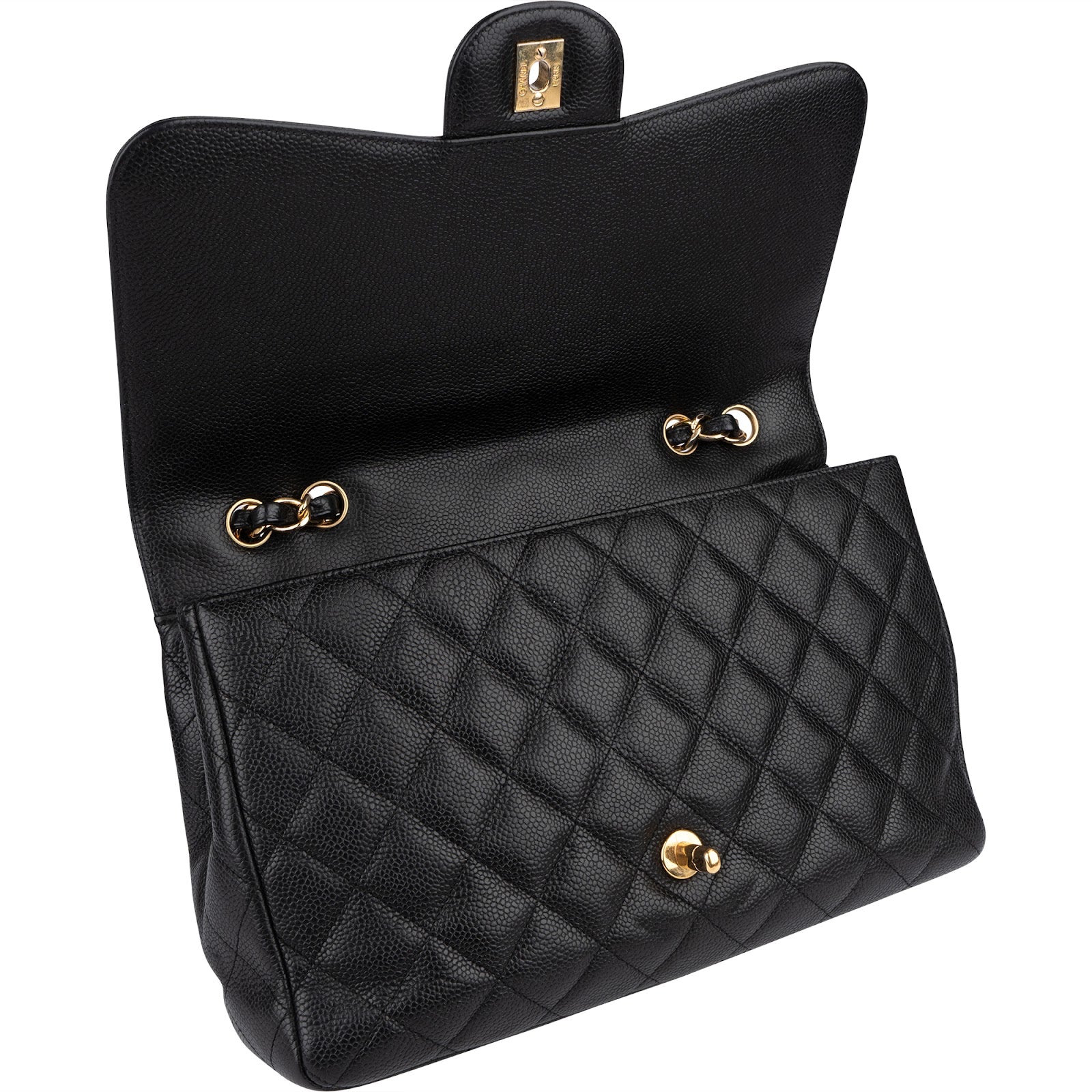 Chanel Quilted Caviar Leather Jumbo Single Flap Crossbody Bag