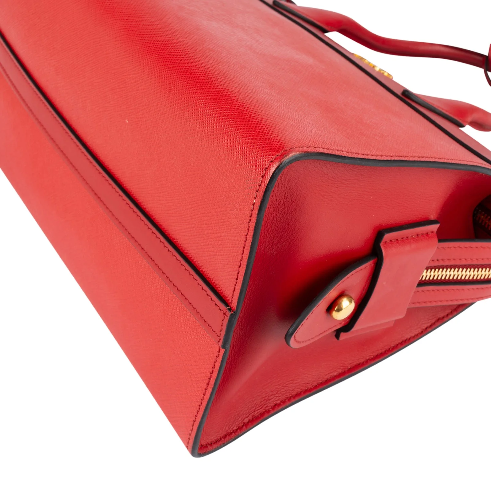 Prada Red Saffiano Leather Esplanade Handbag