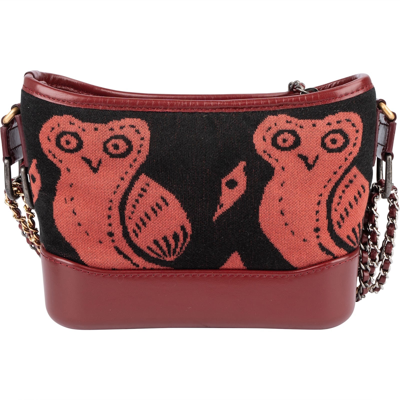 Chanel Owl Motif Wool & Calfskin Gabrielle Bicolor Chain Small Crossbody Bag